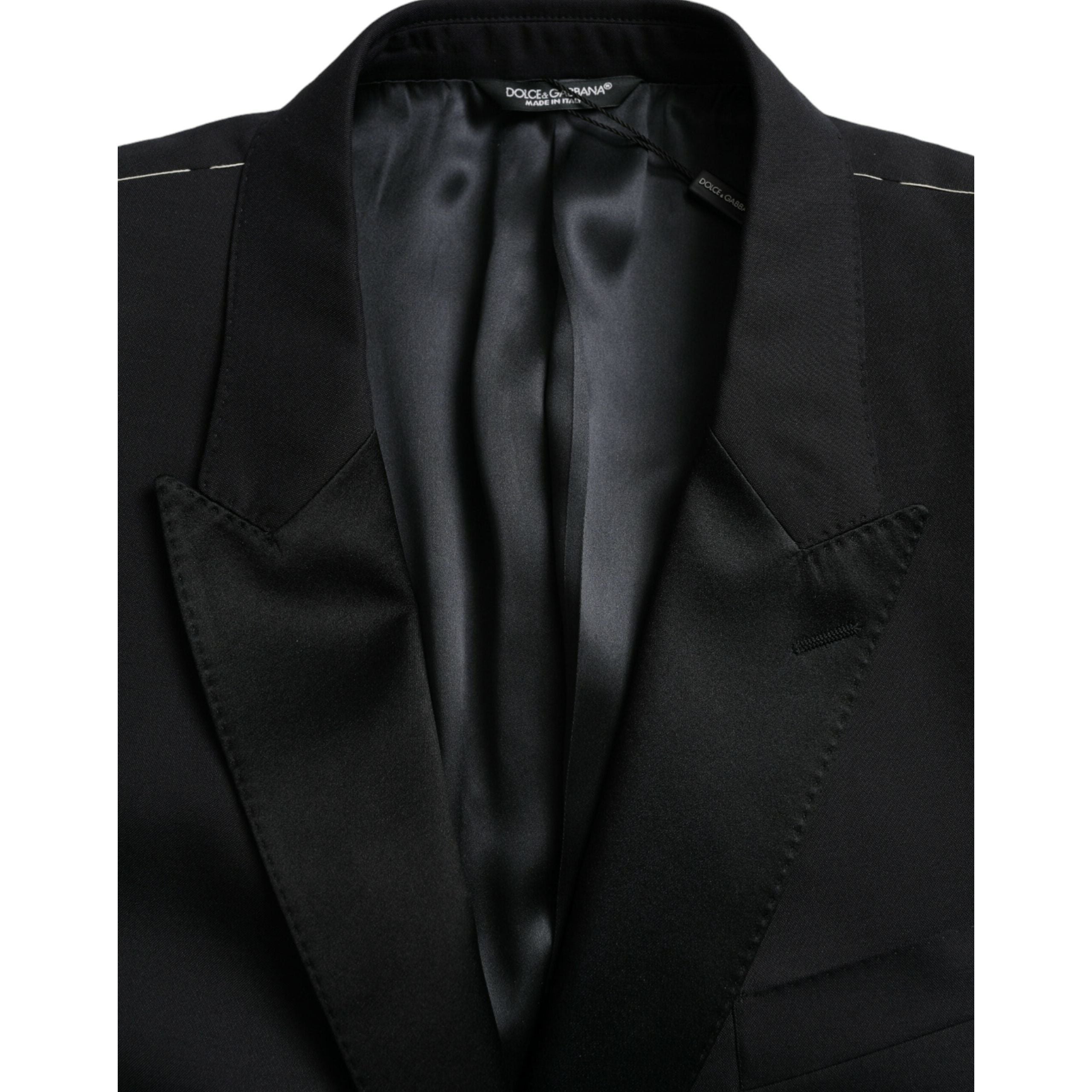 Dolce & Gabbana Blue Wool Silk Single Breasted Coat Blazer