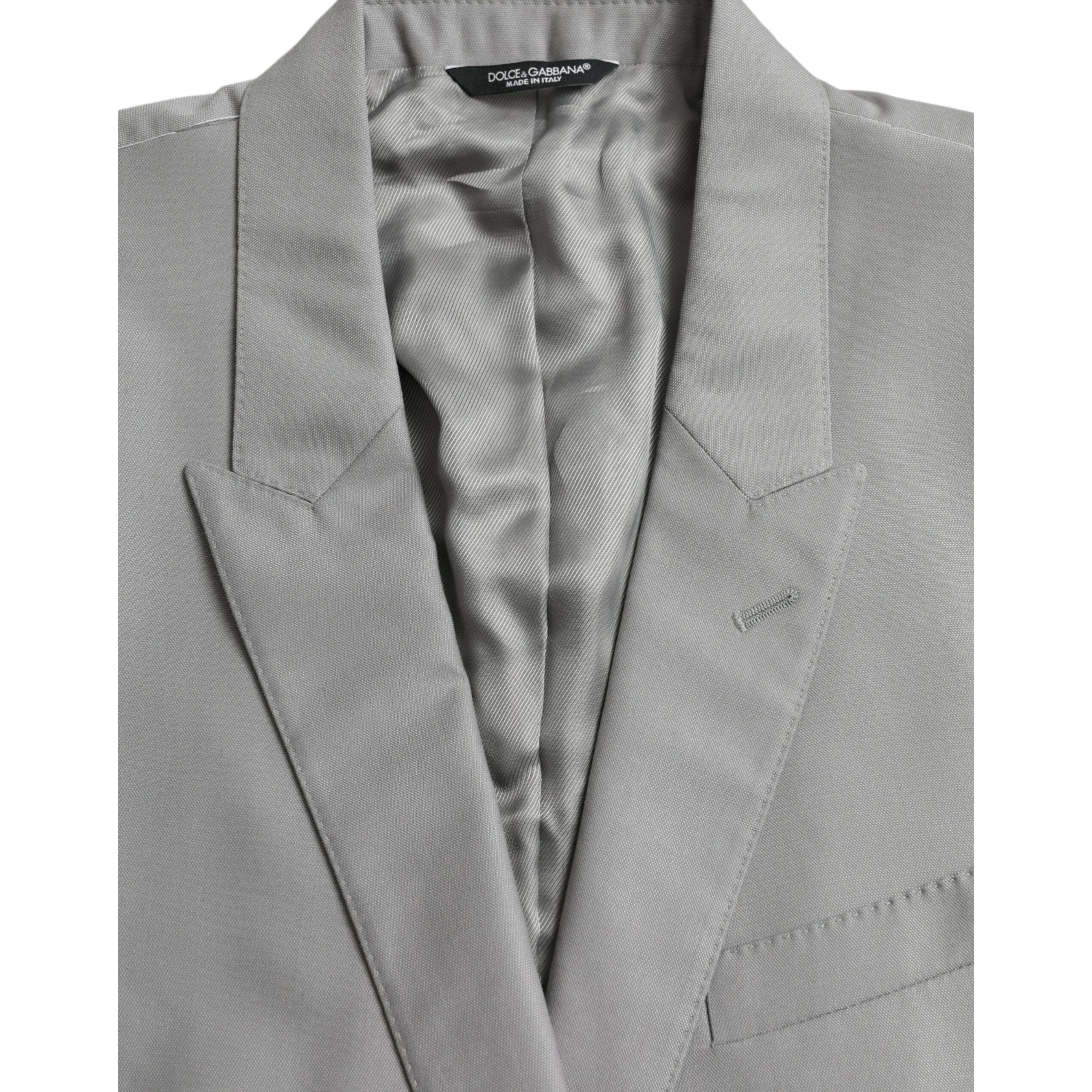 Dolce & Gabbana Gray Wool Peak Single Breasted Coat Blazer