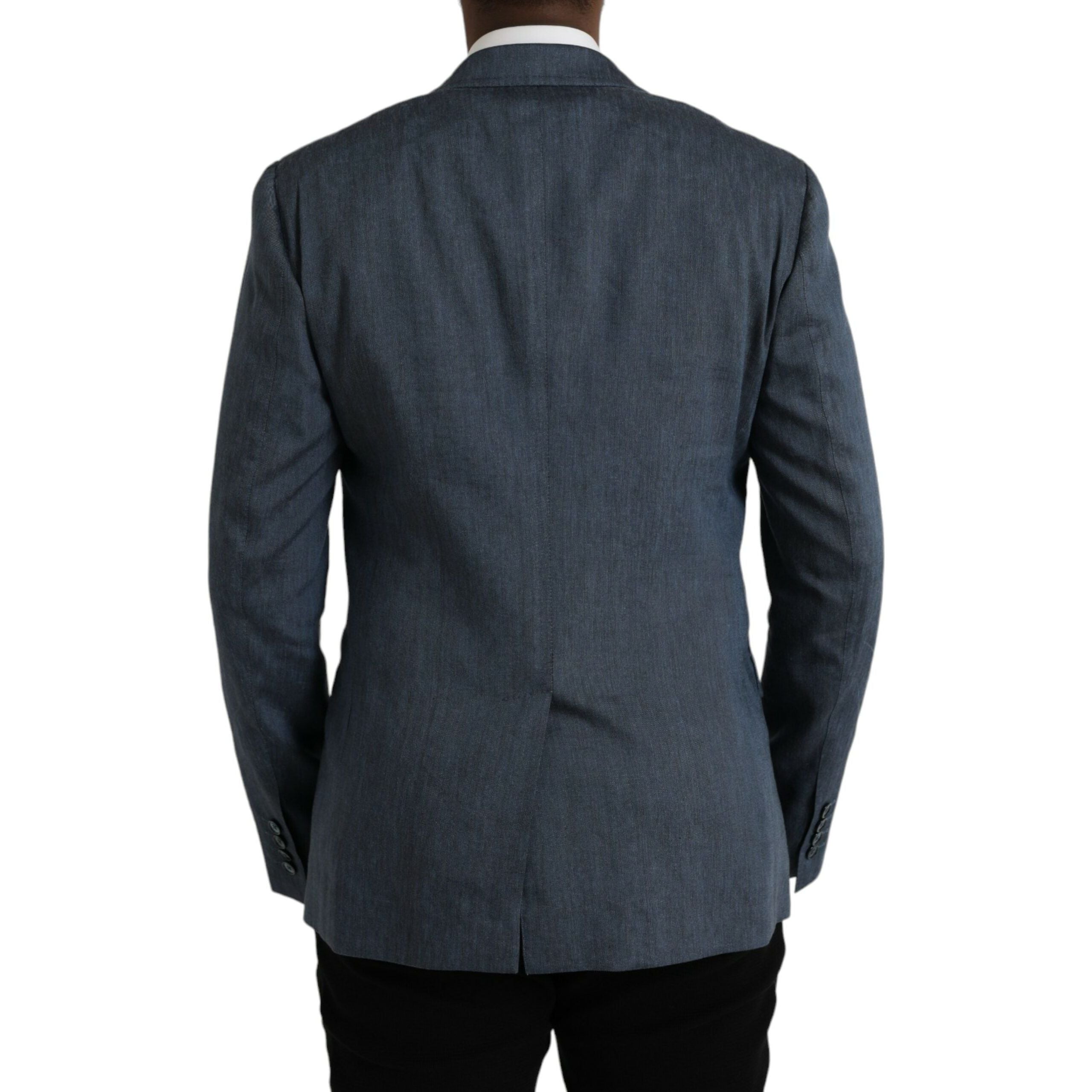 Dolce & Gabbana Blue Linen NAPOLI Single Breasted Blazer