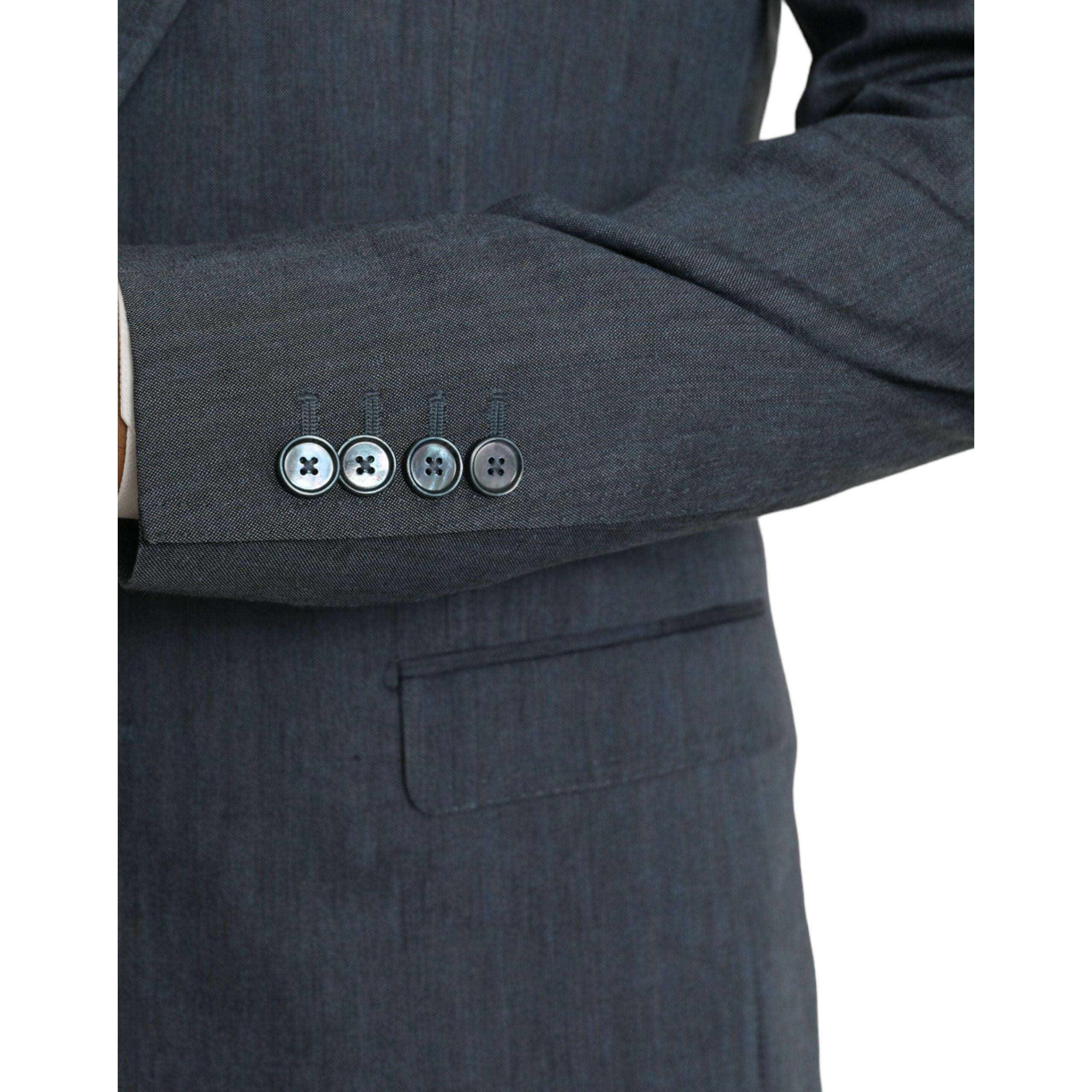 Dolce & Gabbana Blue Linen NAPOLI Single Breasted Blazer