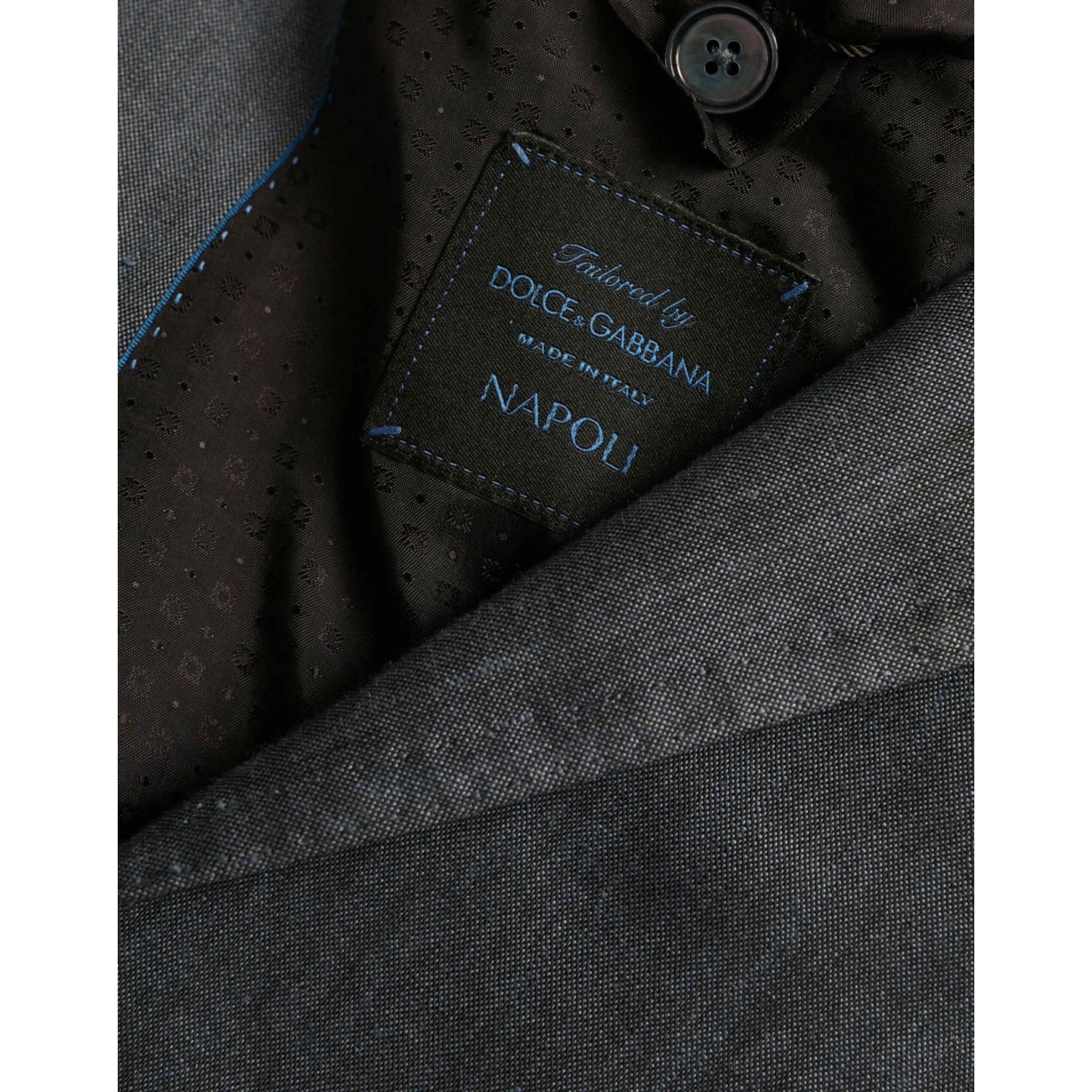 Dolce & Gabbana Blue Linen NAPOLI Single Breasted Blazer