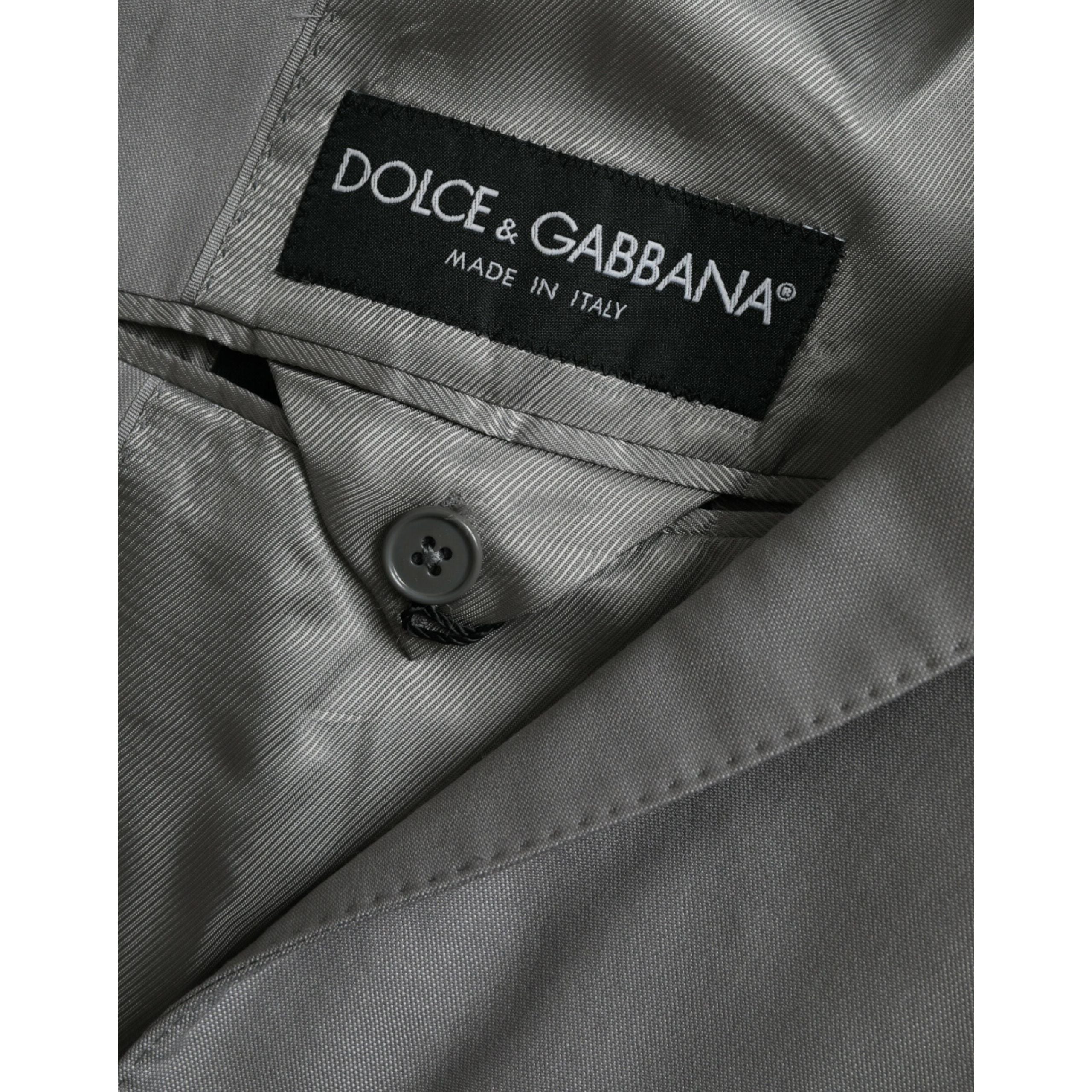 Dolce & Gabbana Gray Wool Peak Single Breasted Coat Blazer