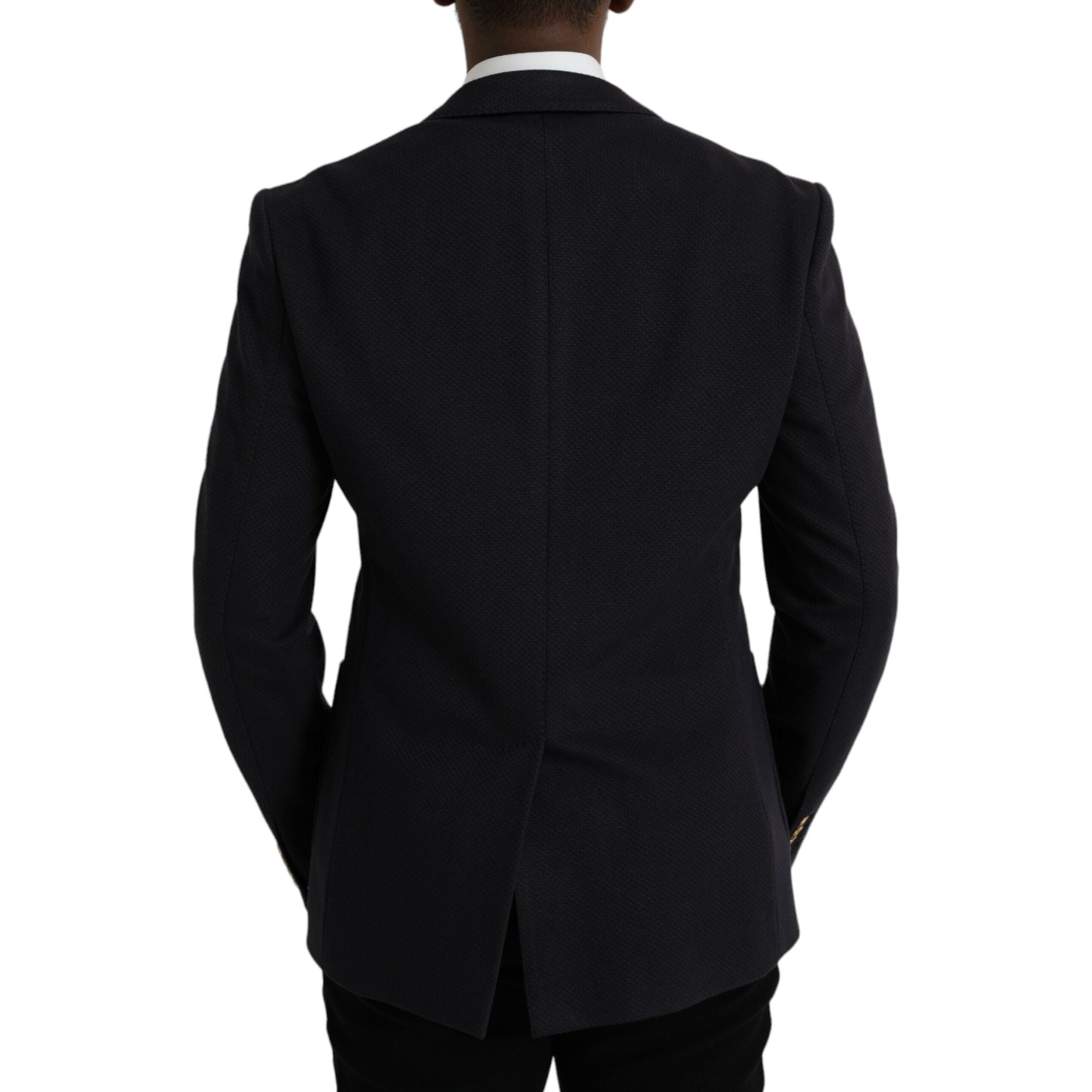 Dolce & Gabbana Dark Blue Wool Double Breasted Blazer