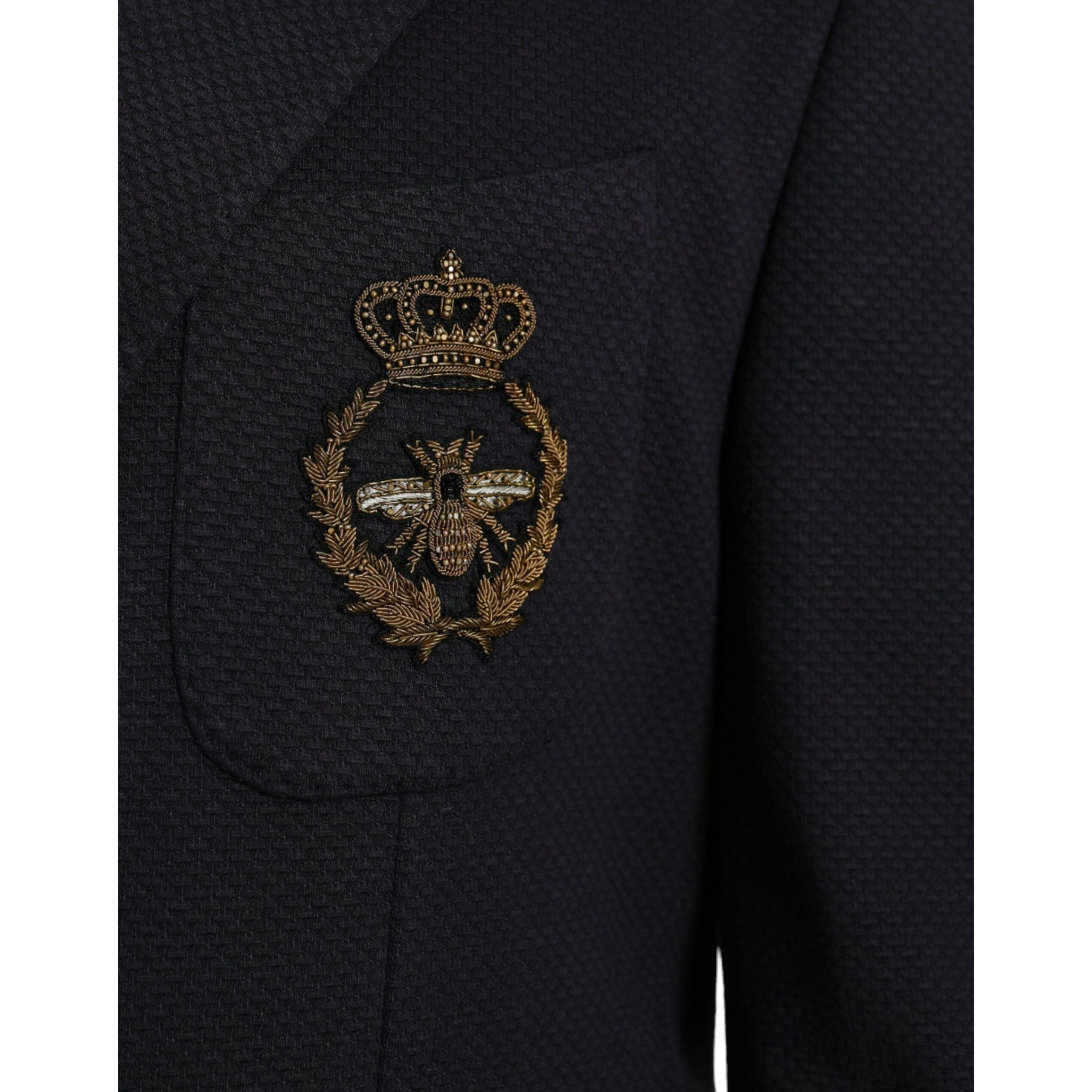 Dolce & Gabbana Dark Blue Wool Double Breasted Blazer