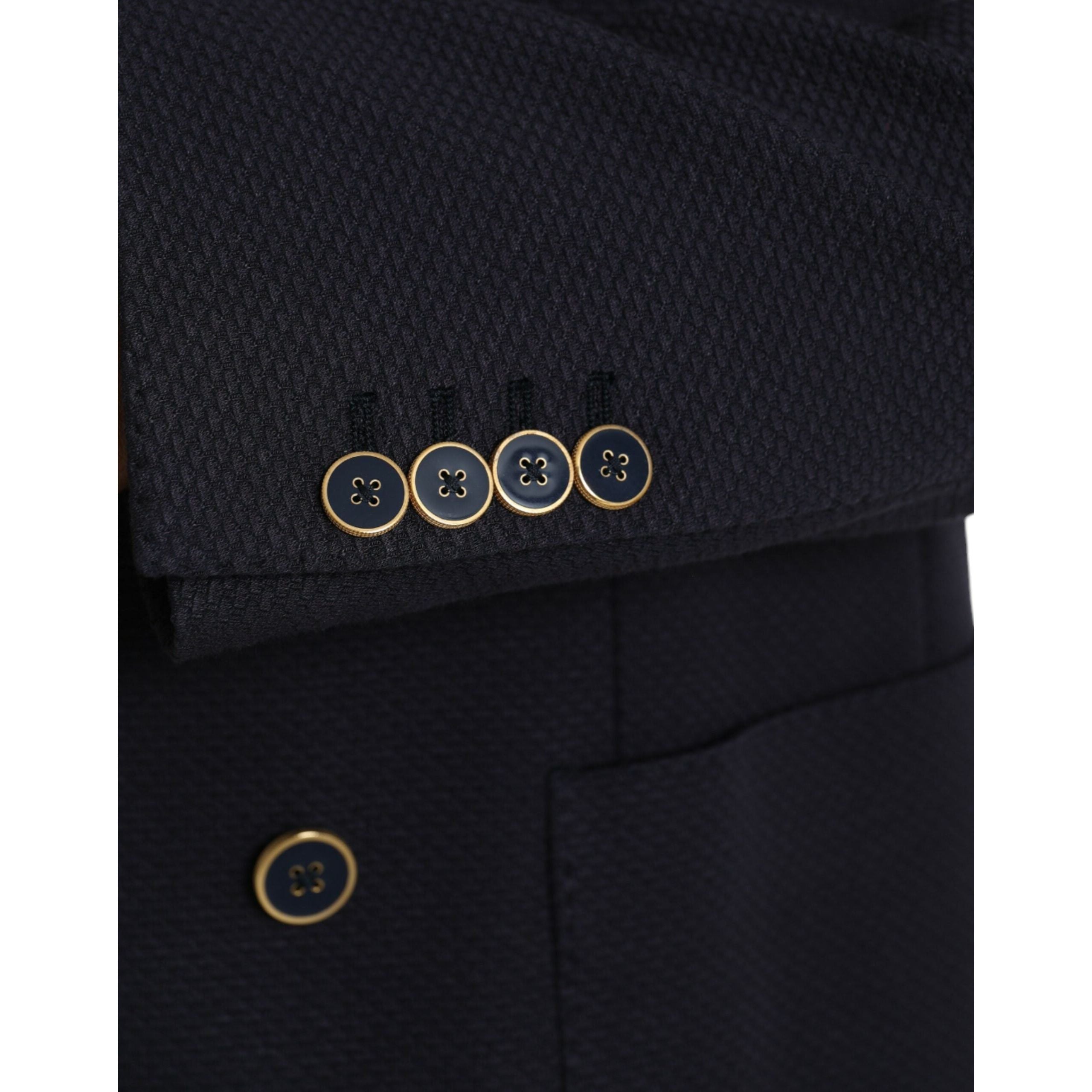 Dolce & Gabbana Dark Blue Wool Double Breasted Blazer