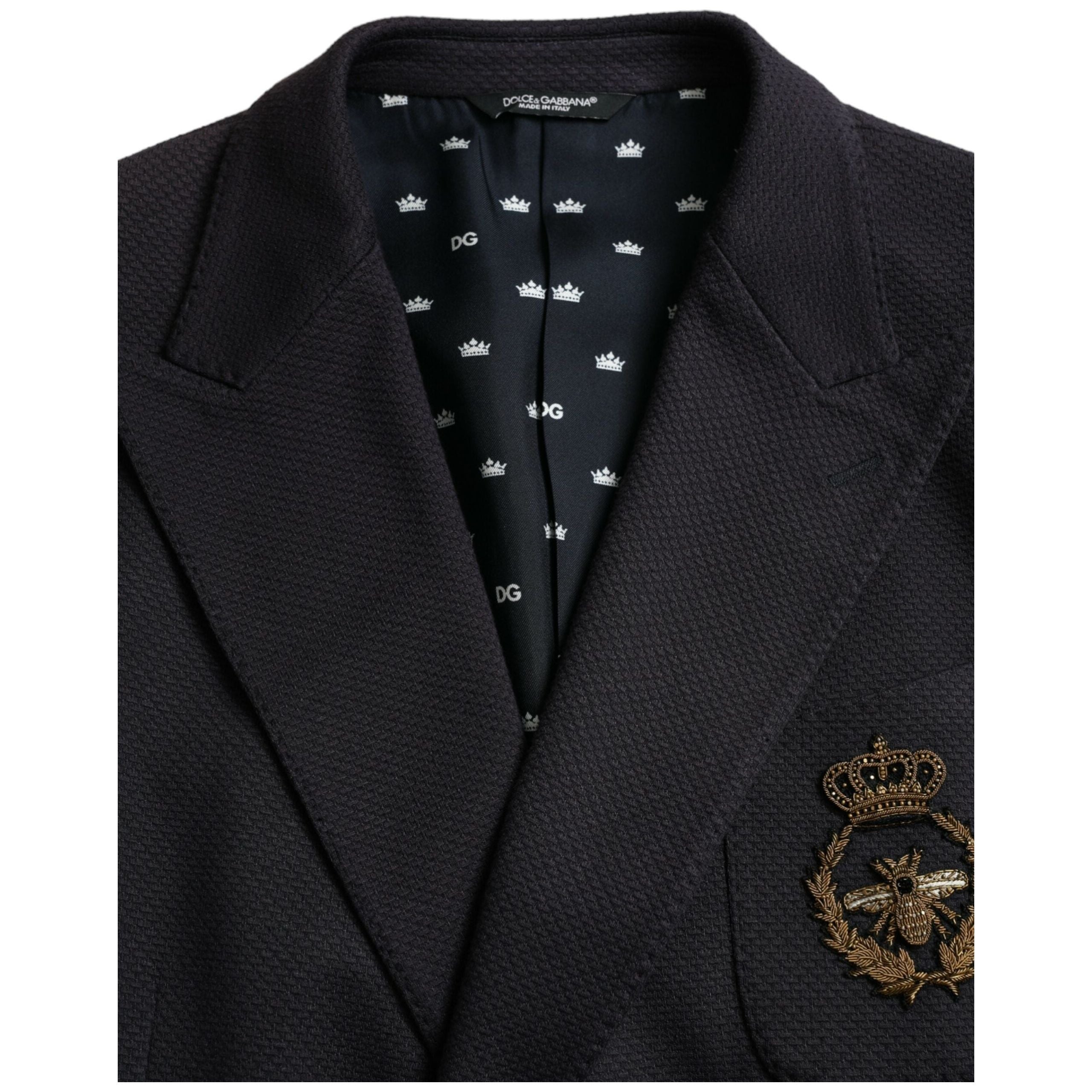 Dolce & Gabbana Dark Blue Wool Double Breasted Blazer