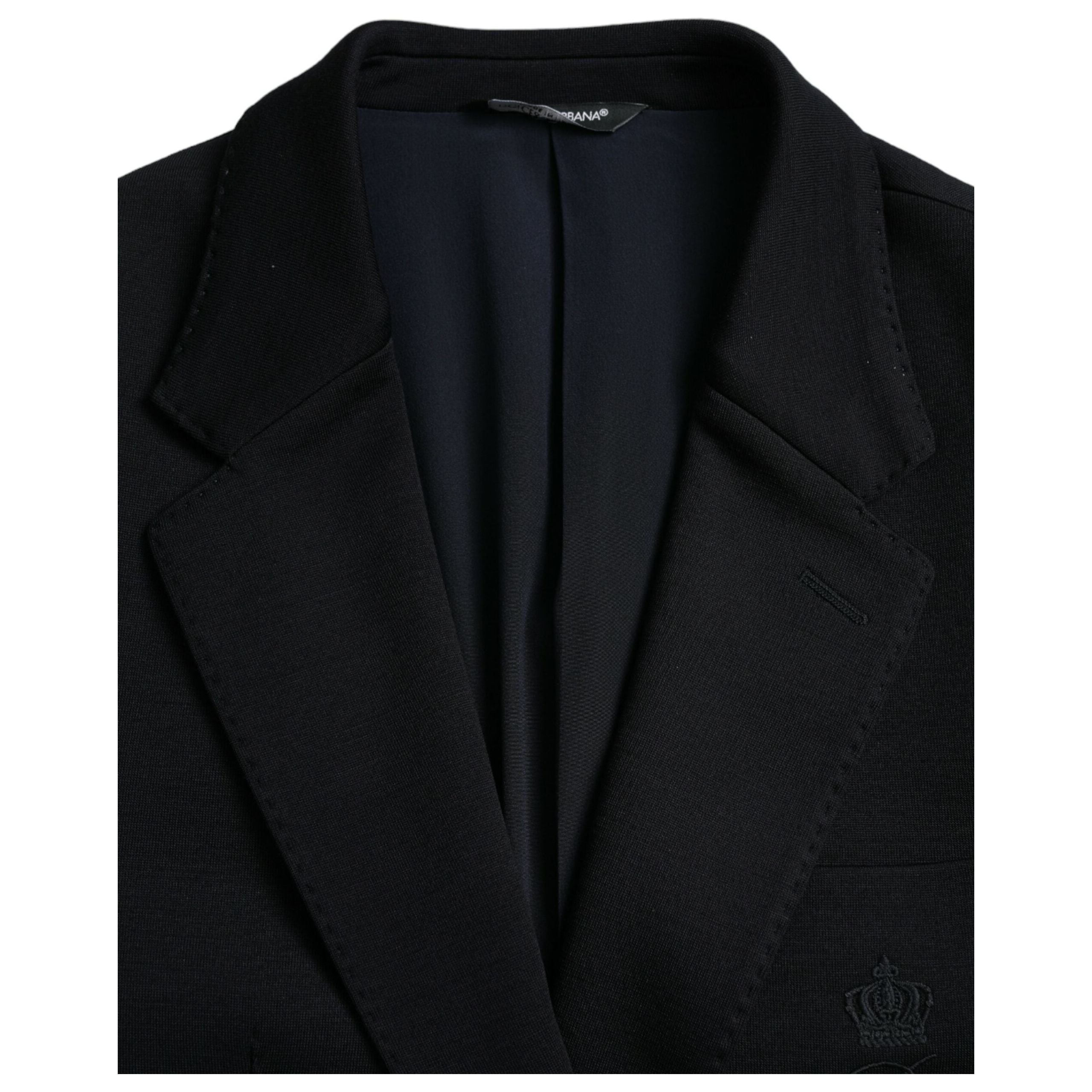 Dolce & Gabbana Black Wool Notch Single Breasted Coat Blazer