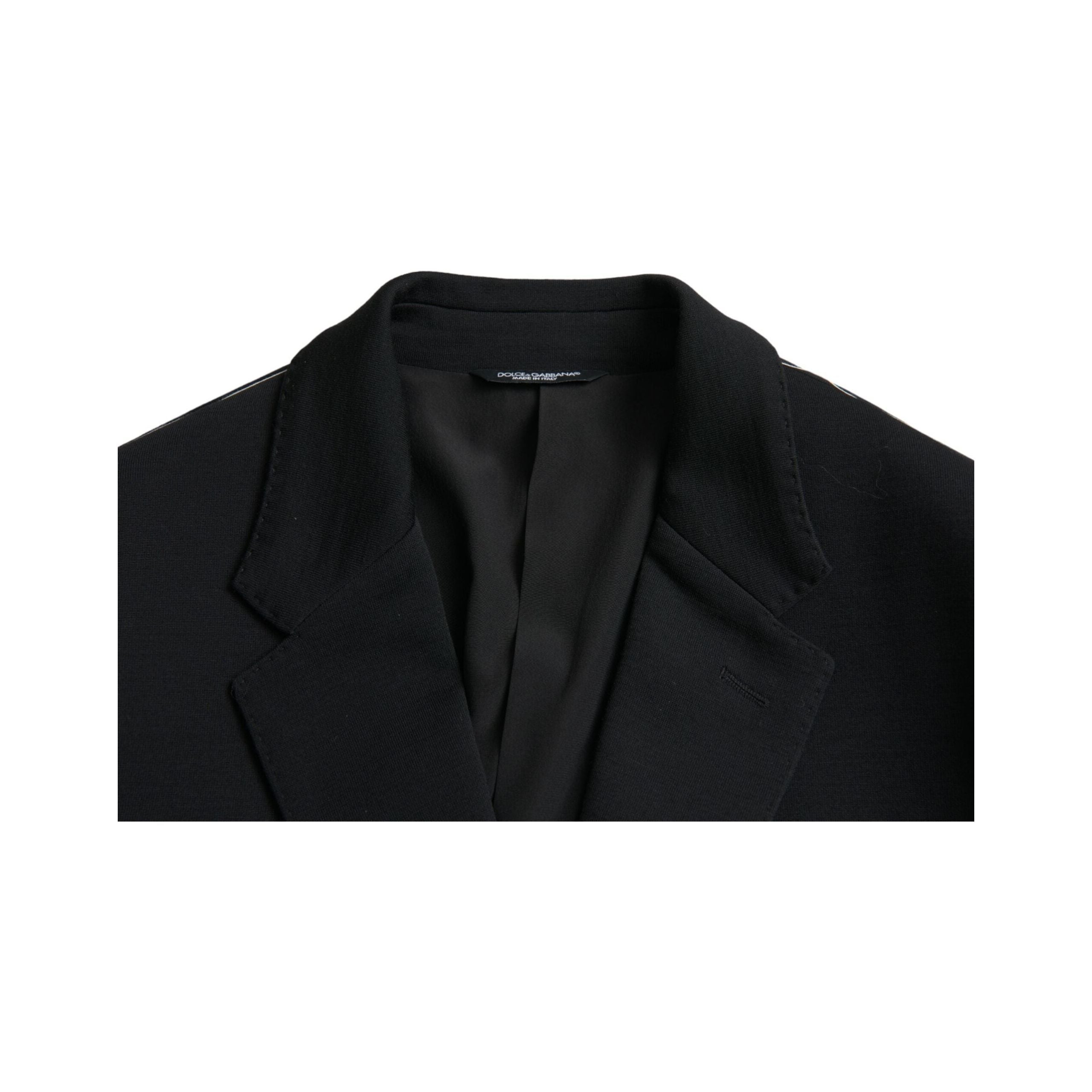 Dolce & Gabbana Black Wool Notch Single Breasted Coat Blazer