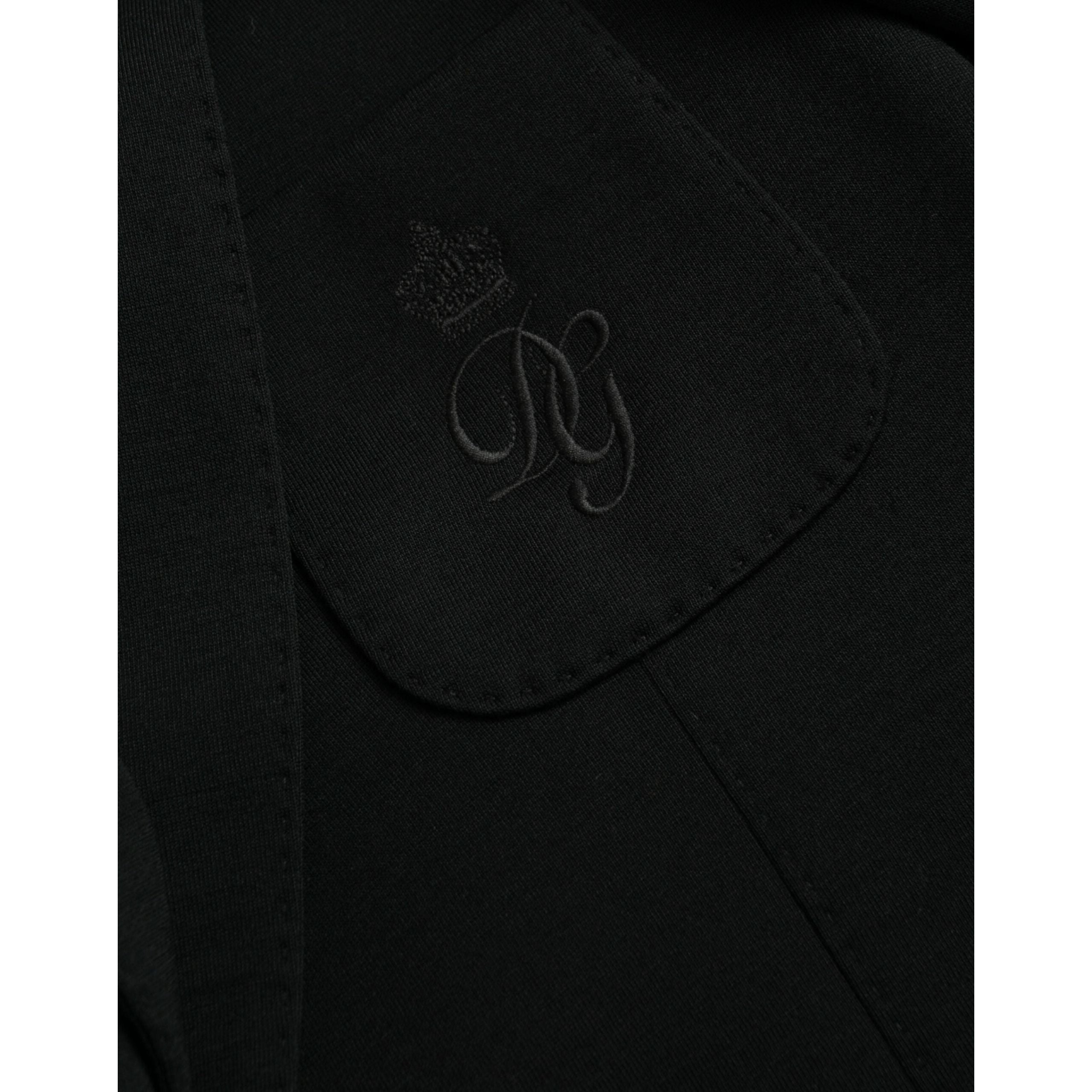 Dolce & Gabbana Black Wool Notch Single Breasted Coat Blazer