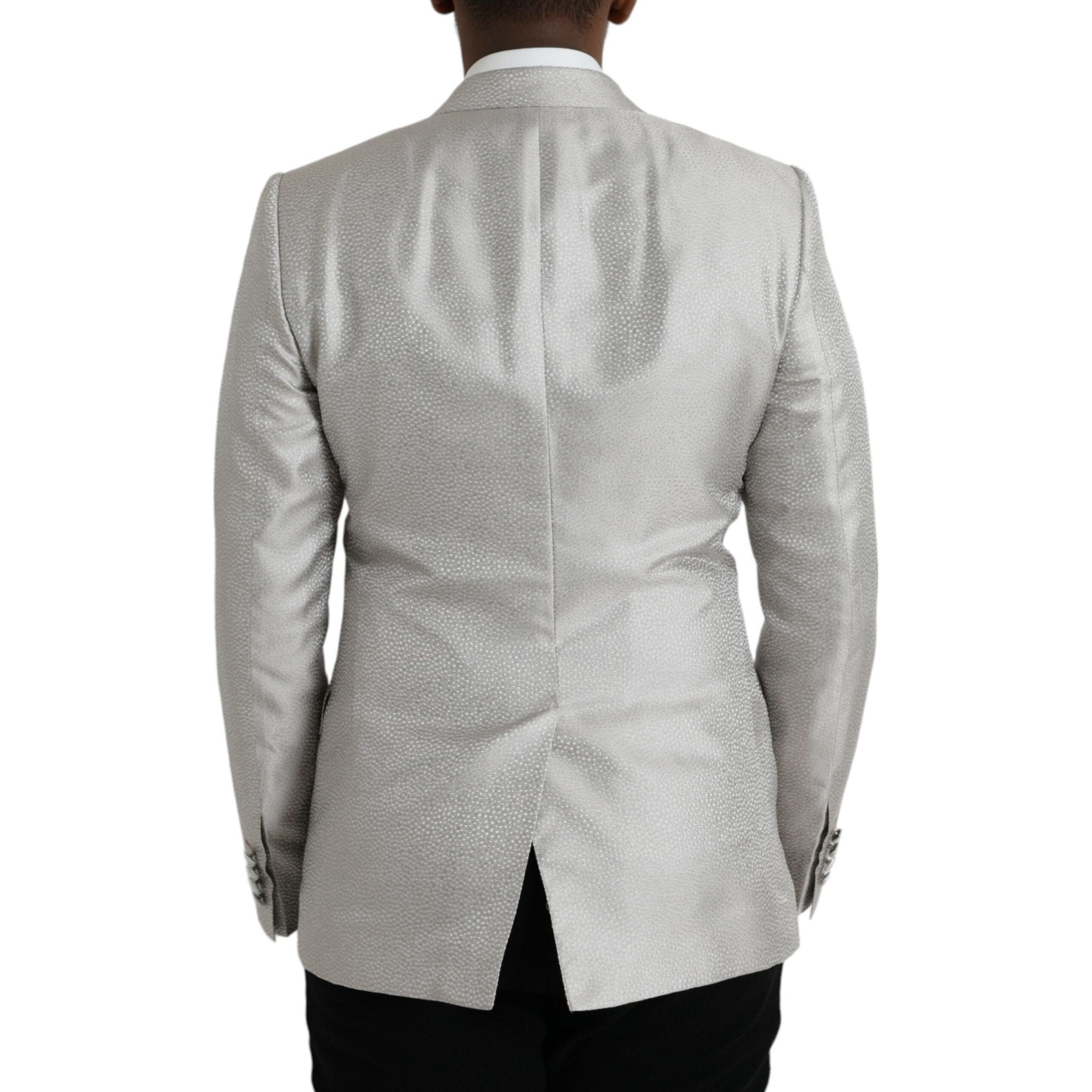 Dolce & Gabbana Off White Silk Double Breasted Coat Blazer