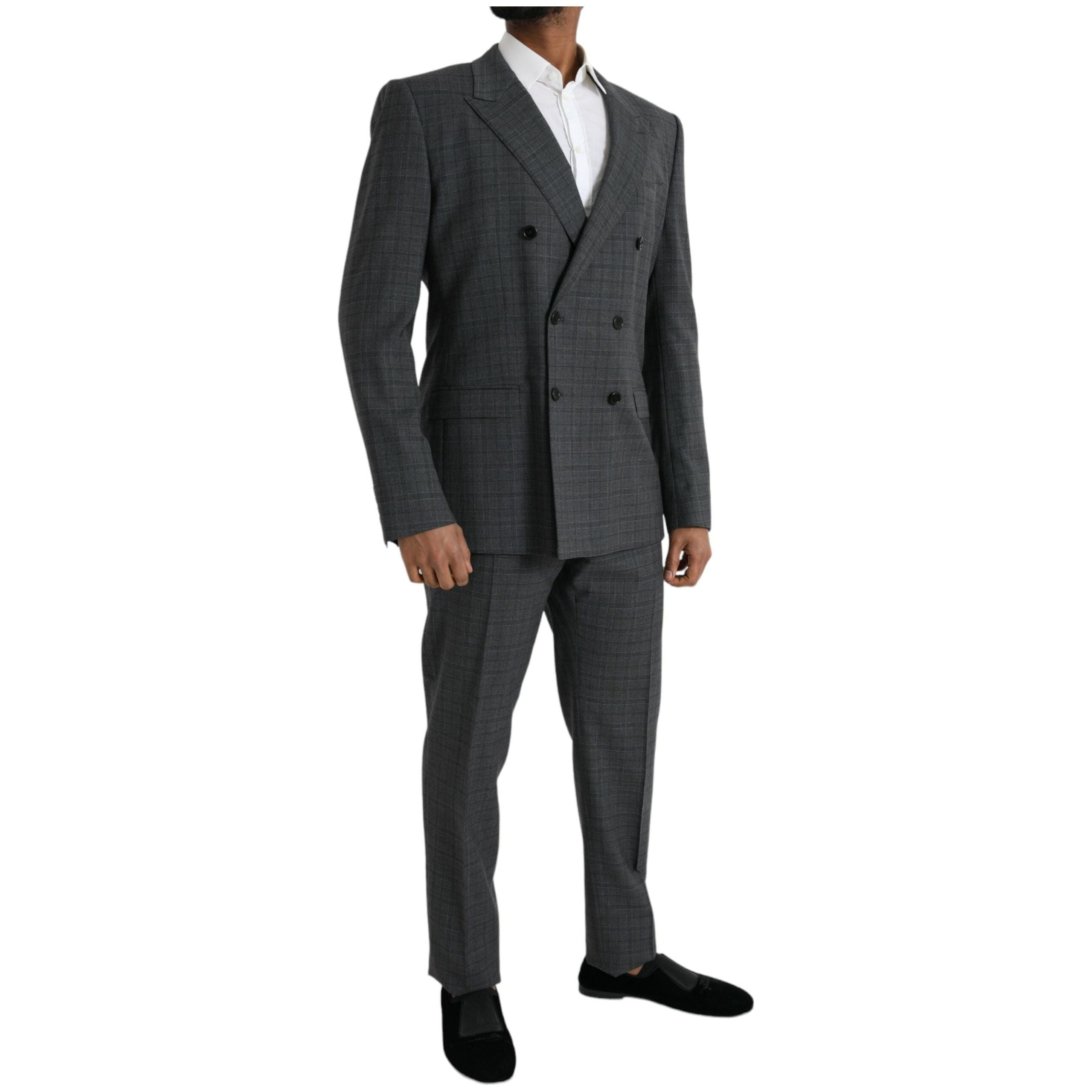 Dolce & Gabbana Gray Plaid Wool MARTINI Formal Suit