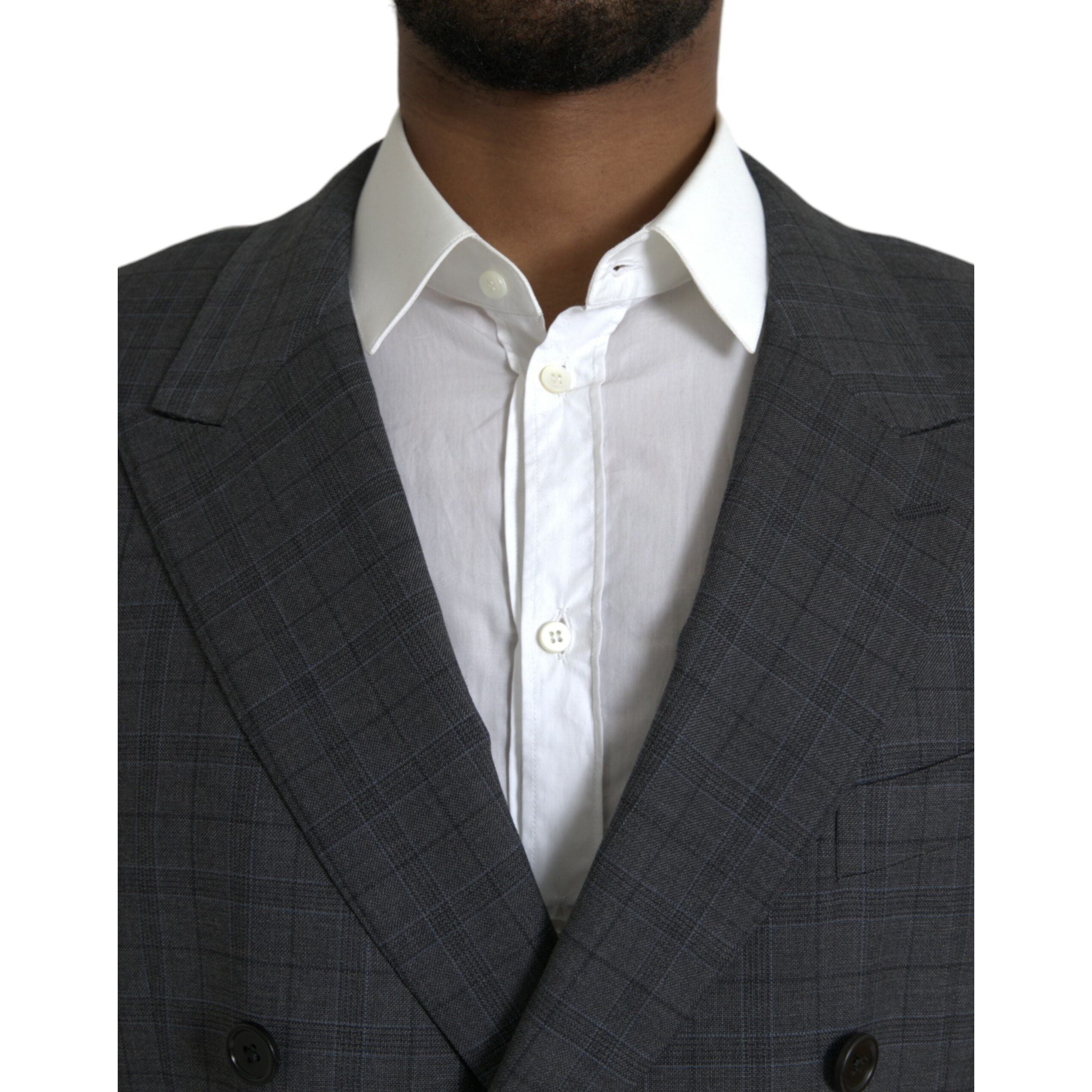 Dolce & Gabbana Gray Plaid Wool MARTINI Formal Suit