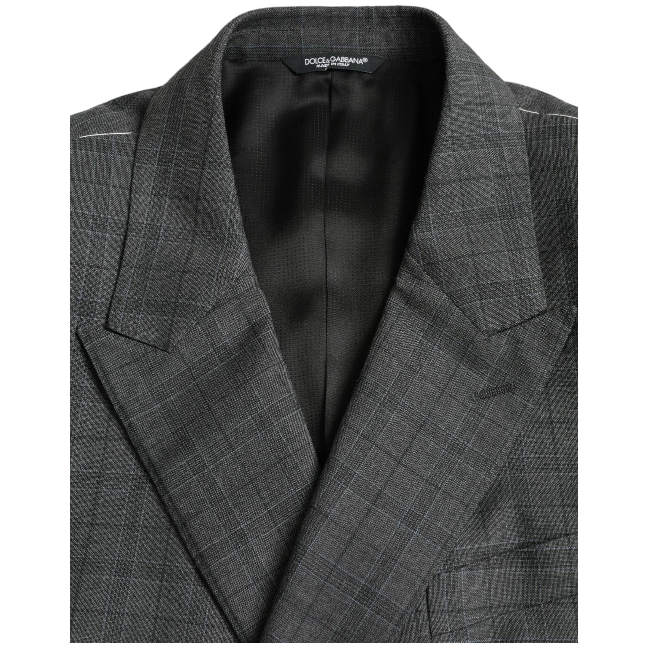 Dolce & Gabbana Gray Plaid Wool MARTINI Formal Suit