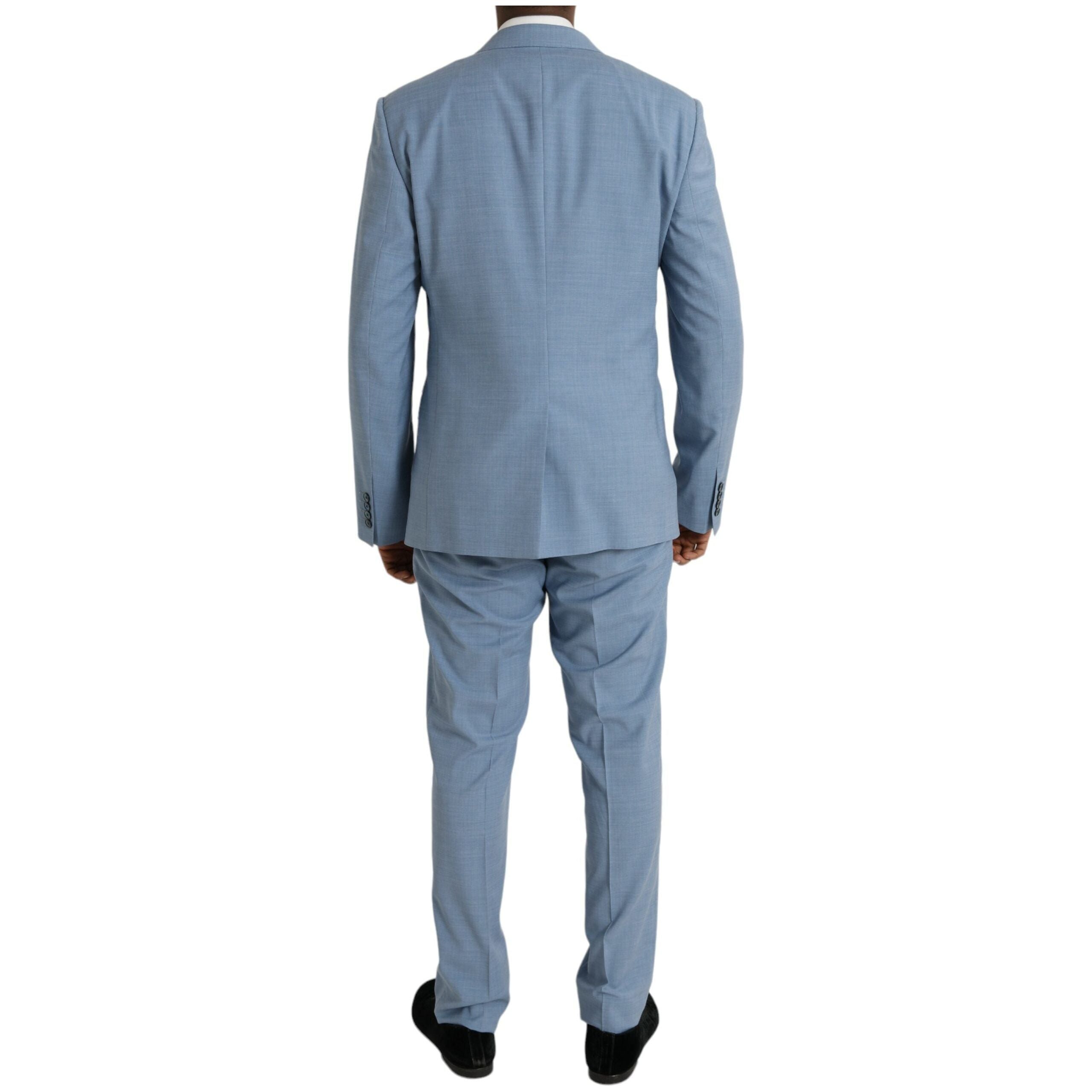 Dolce & Gabbana Light Blue Wool Formal 2 Piece Suit