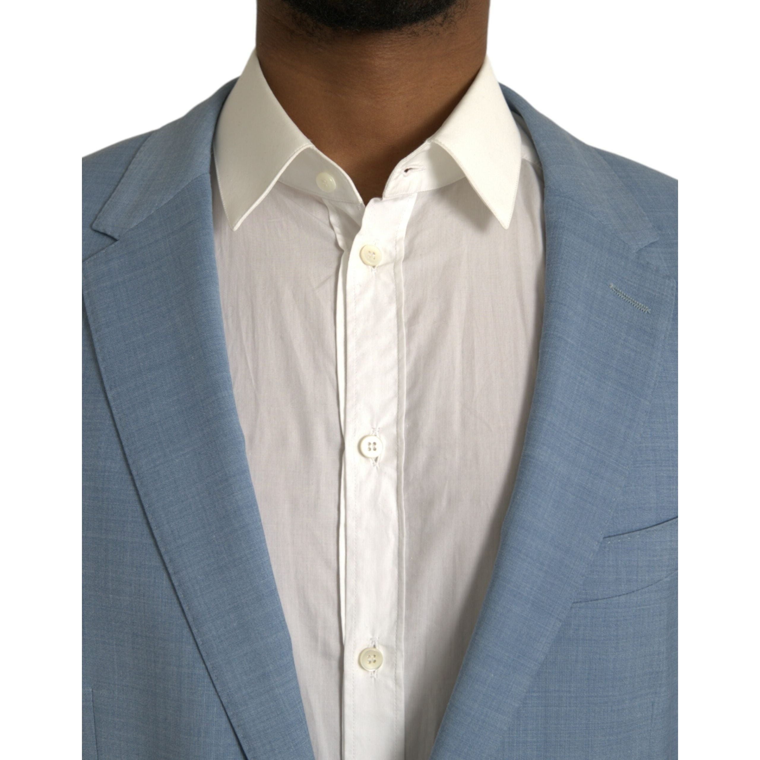 Dolce & Gabbana Light Blue Wool Formal 2 Piece Suit