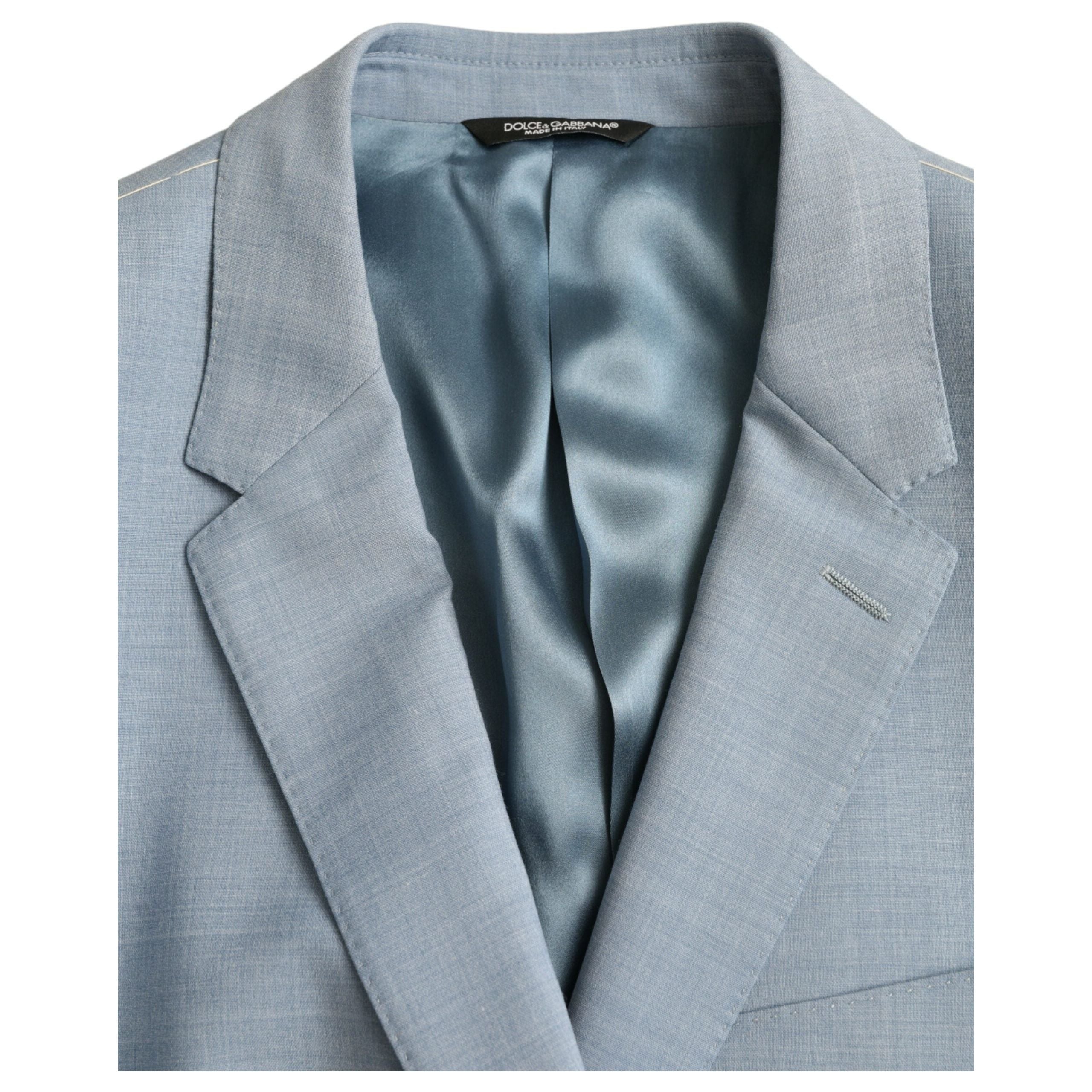 Dolce & Gabbana Light Blue Wool Formal 2 Piece Suit