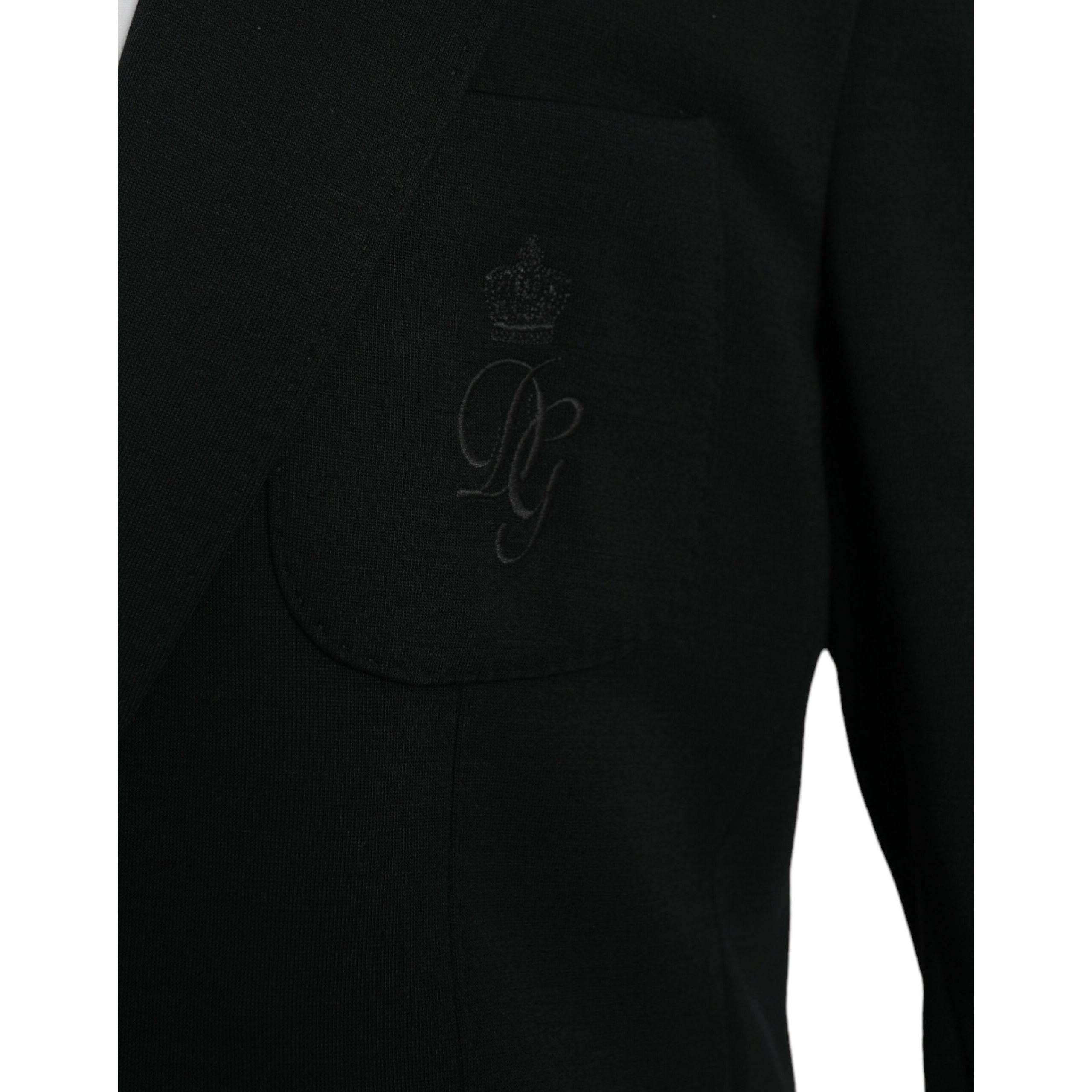 Dolce & Gabbana Black Wool Single Breasted Coat Blazer