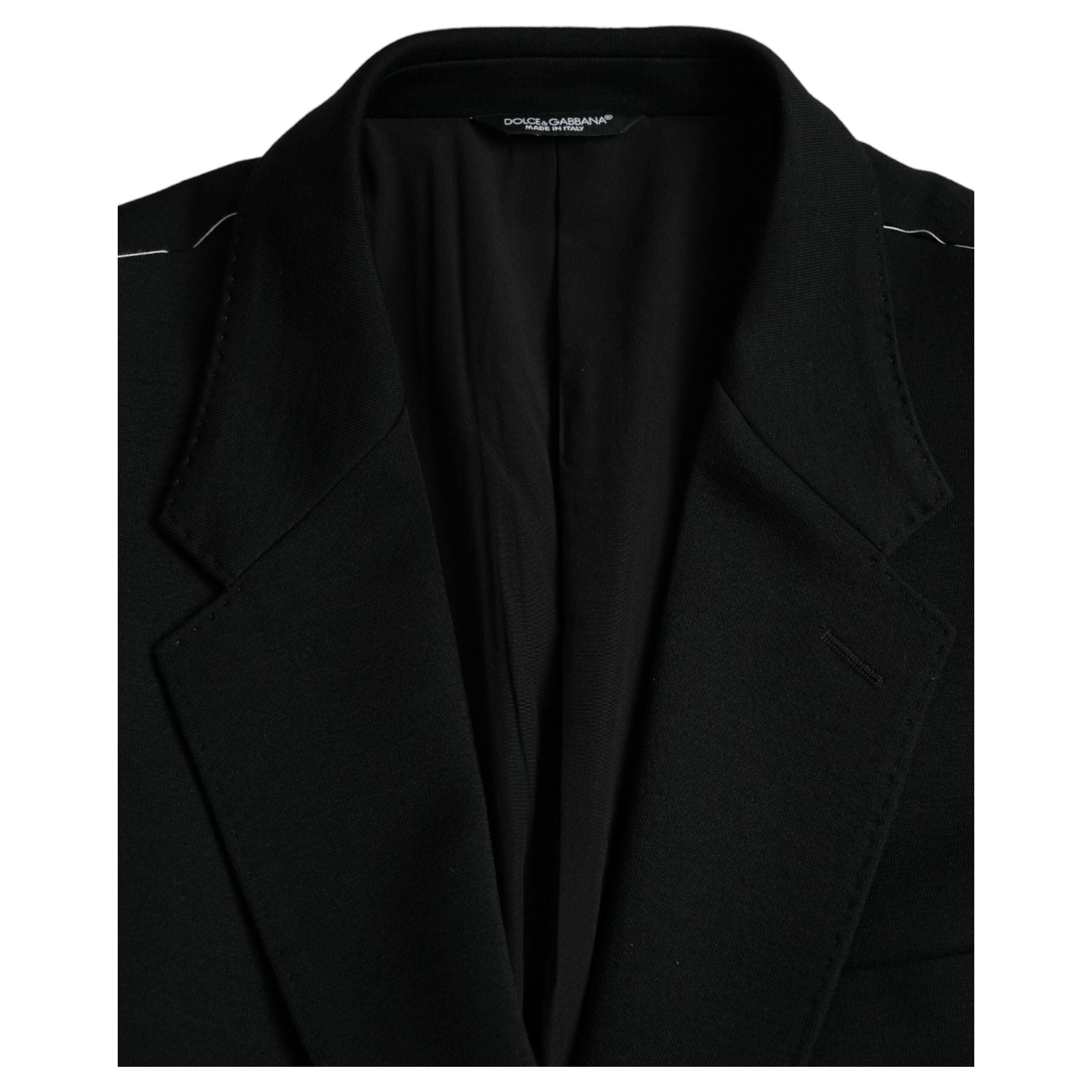 Dolce & Gabbana Black Wool Single Breasted Coat Blazer