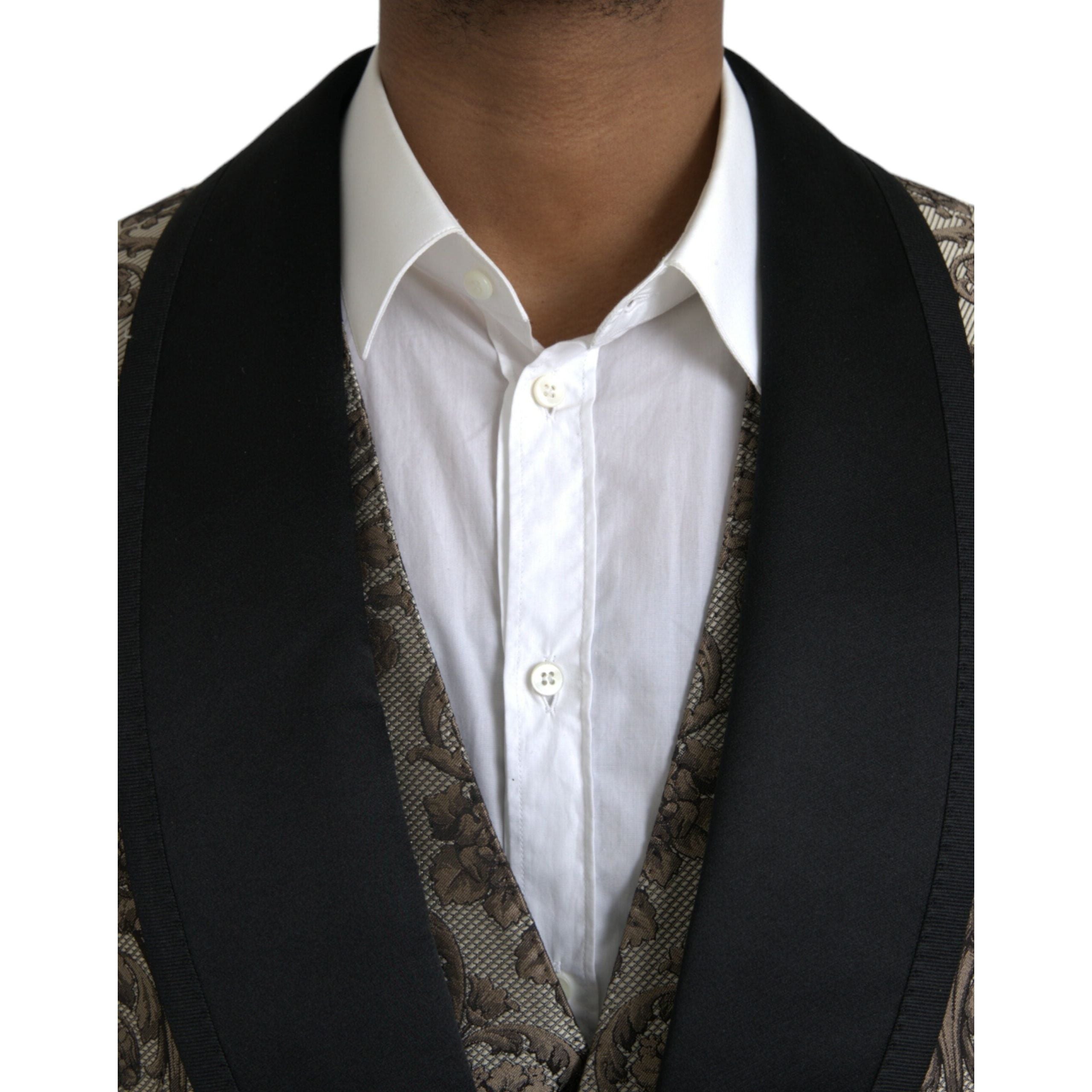Dolce & Gabbana Brown Floral Jacquard Formal 3 Piece Suit