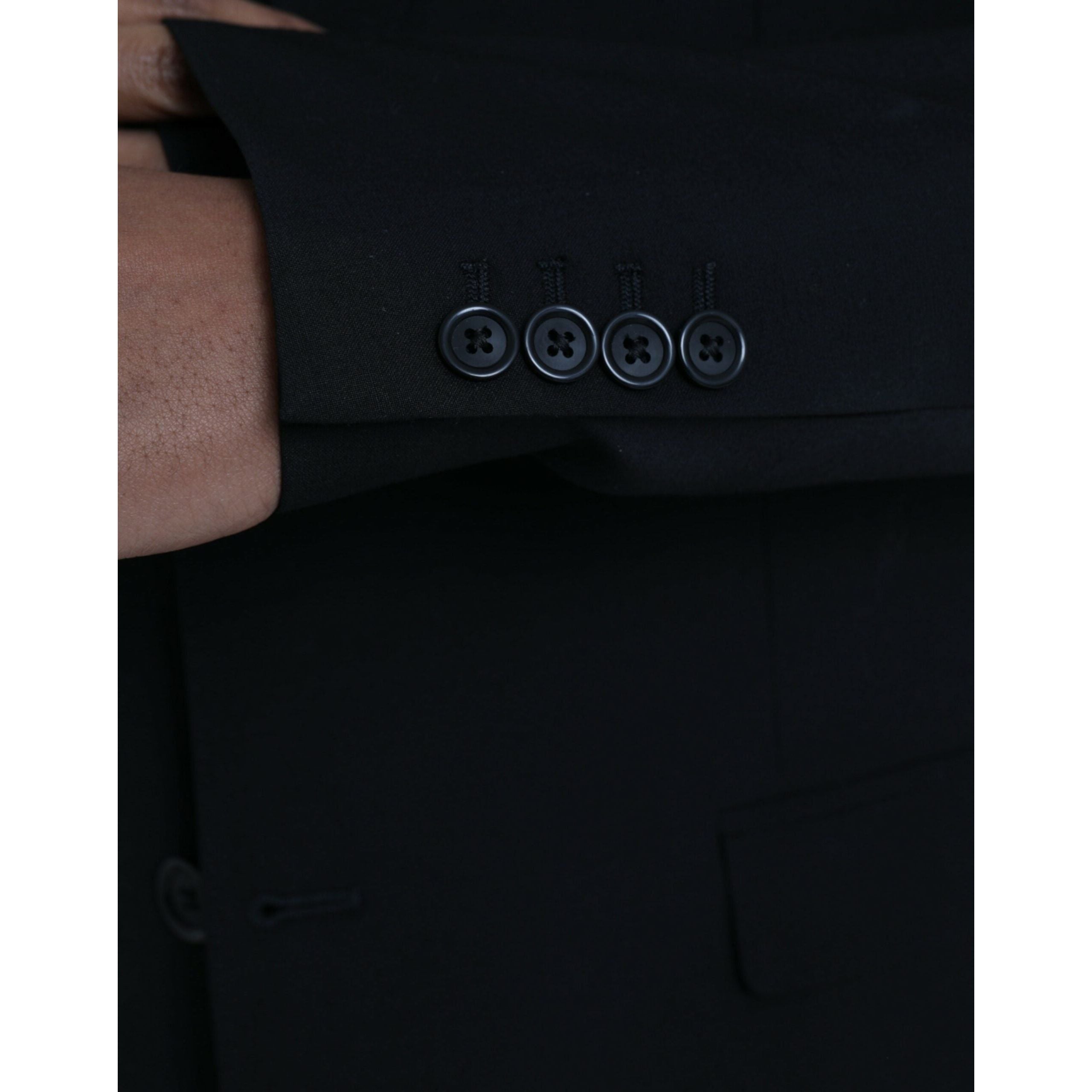 Dolce & Gabbana Black Wool Formal 3 Piece Suit