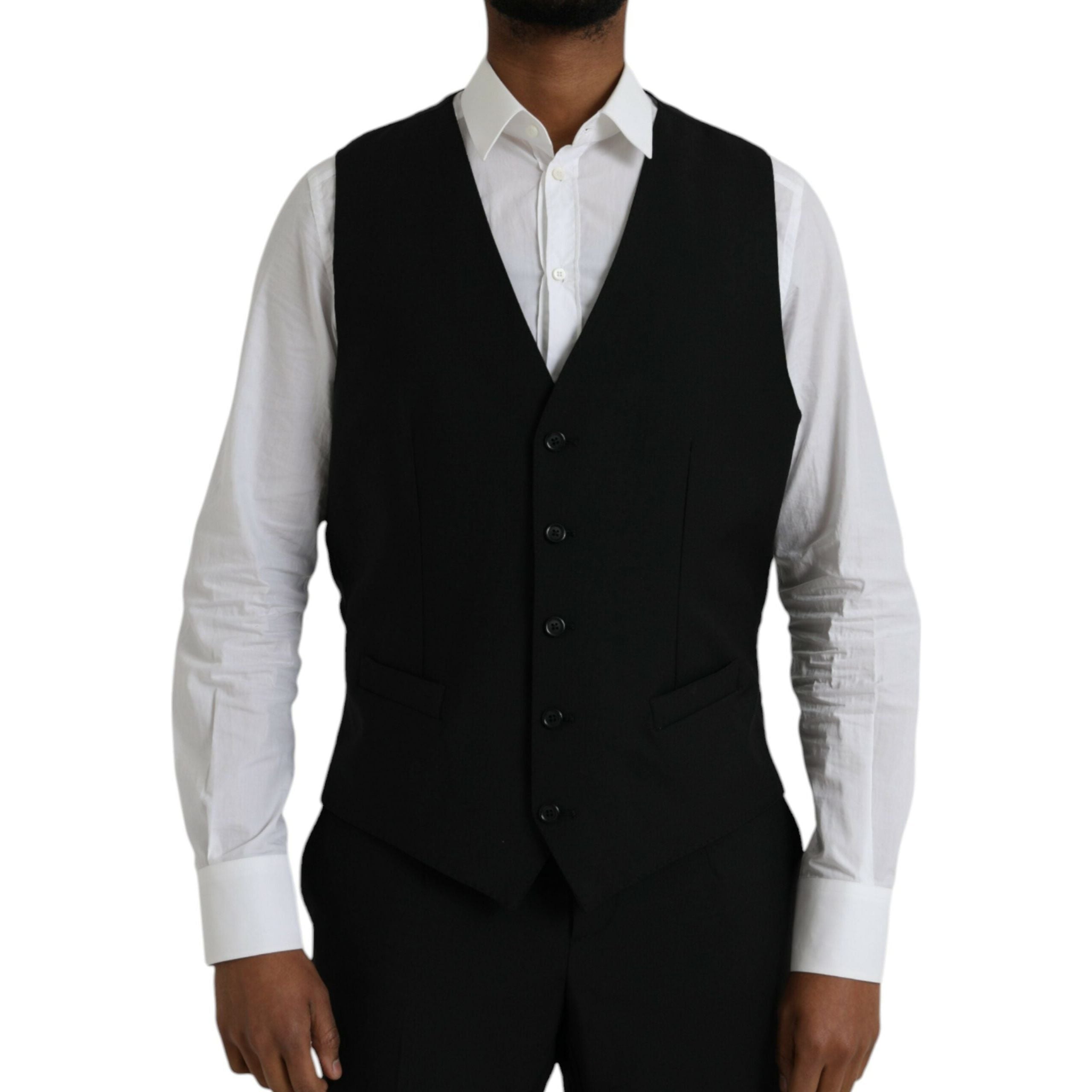 Dolce & Gabbana Black Wool Formal 3 Piece Suit