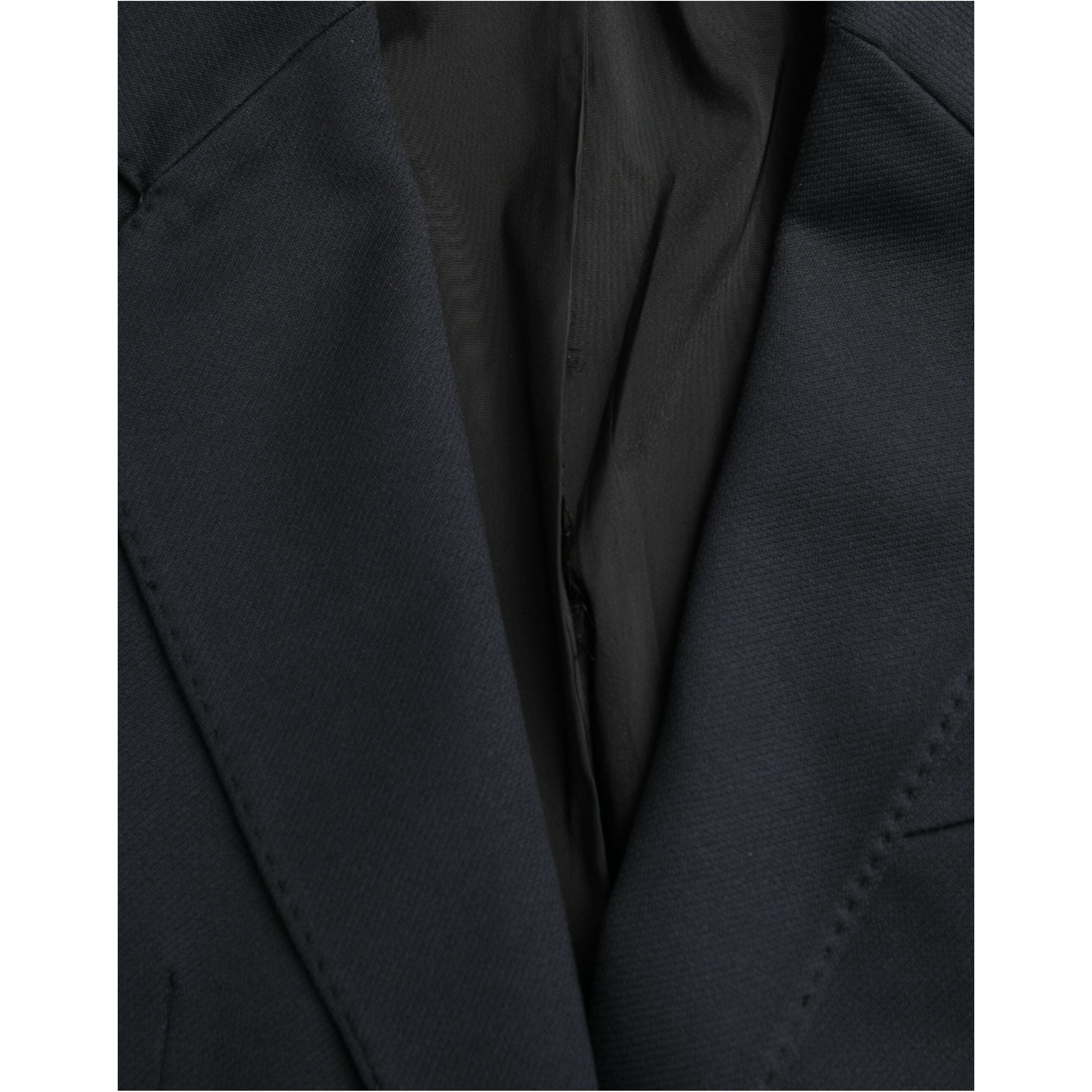 Dolce & Gabbana Dark Blue Cotton Single Breasted Coat Blazer