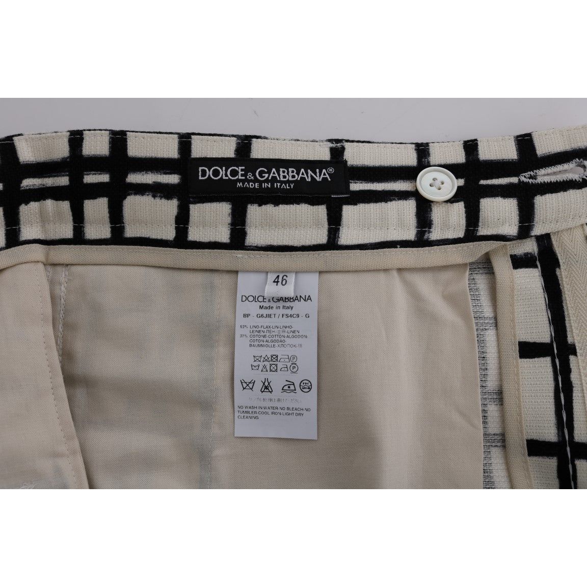 Dolce & Gabbana Black Striped Cotton-Linen Shorts