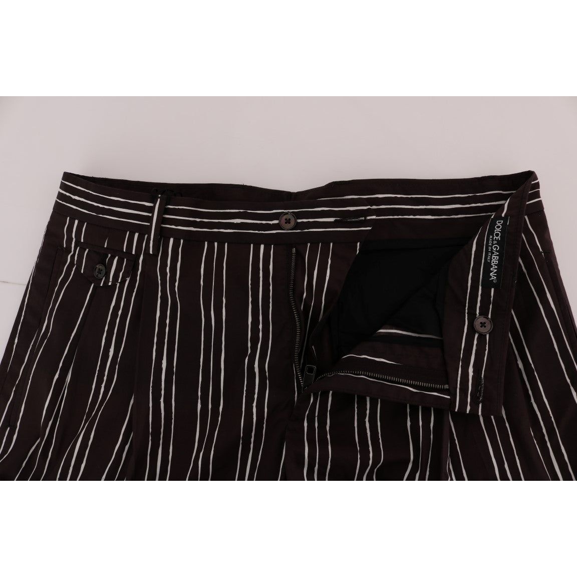 Dolce & Gabbana Bordeaux Striped Cotton Knee High Shorts