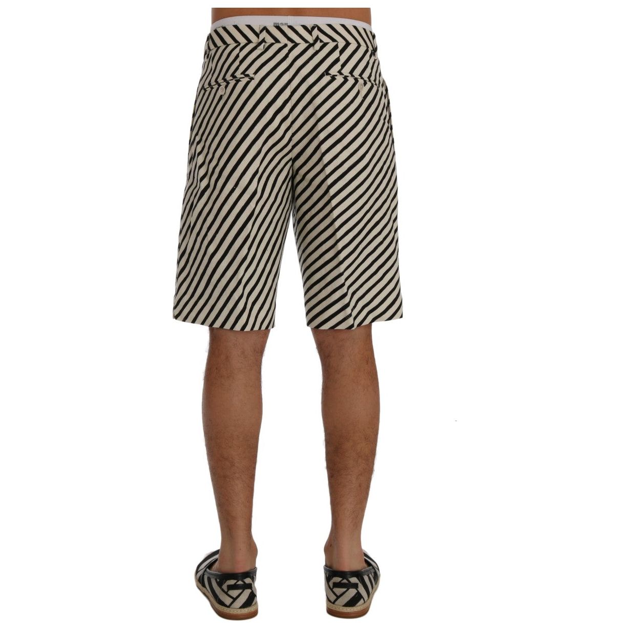 Dolce & Gabbana Black Striped Hemp Casual Shorts
