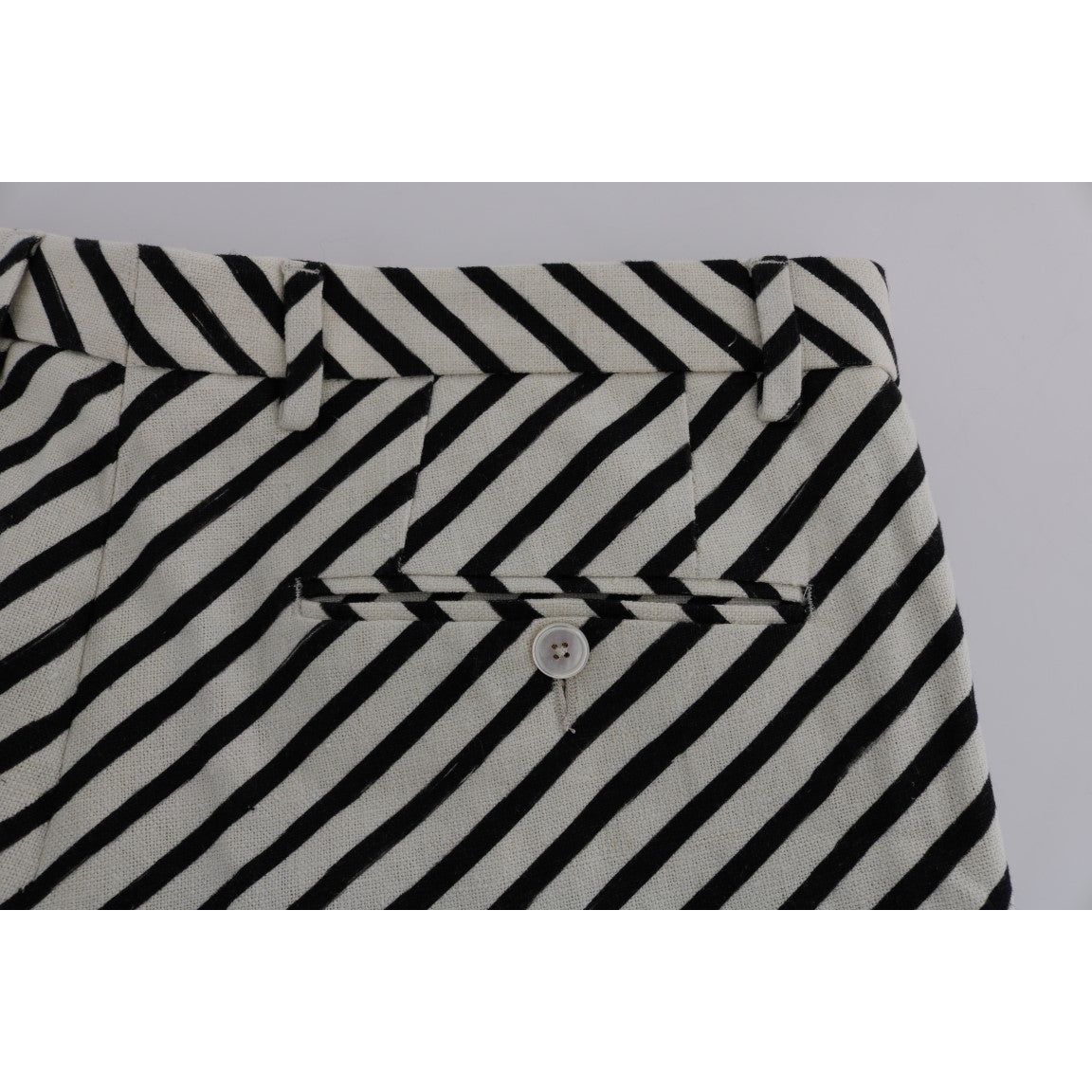 Dolce & Gabbana Black Striped Hemp Casual Shorts