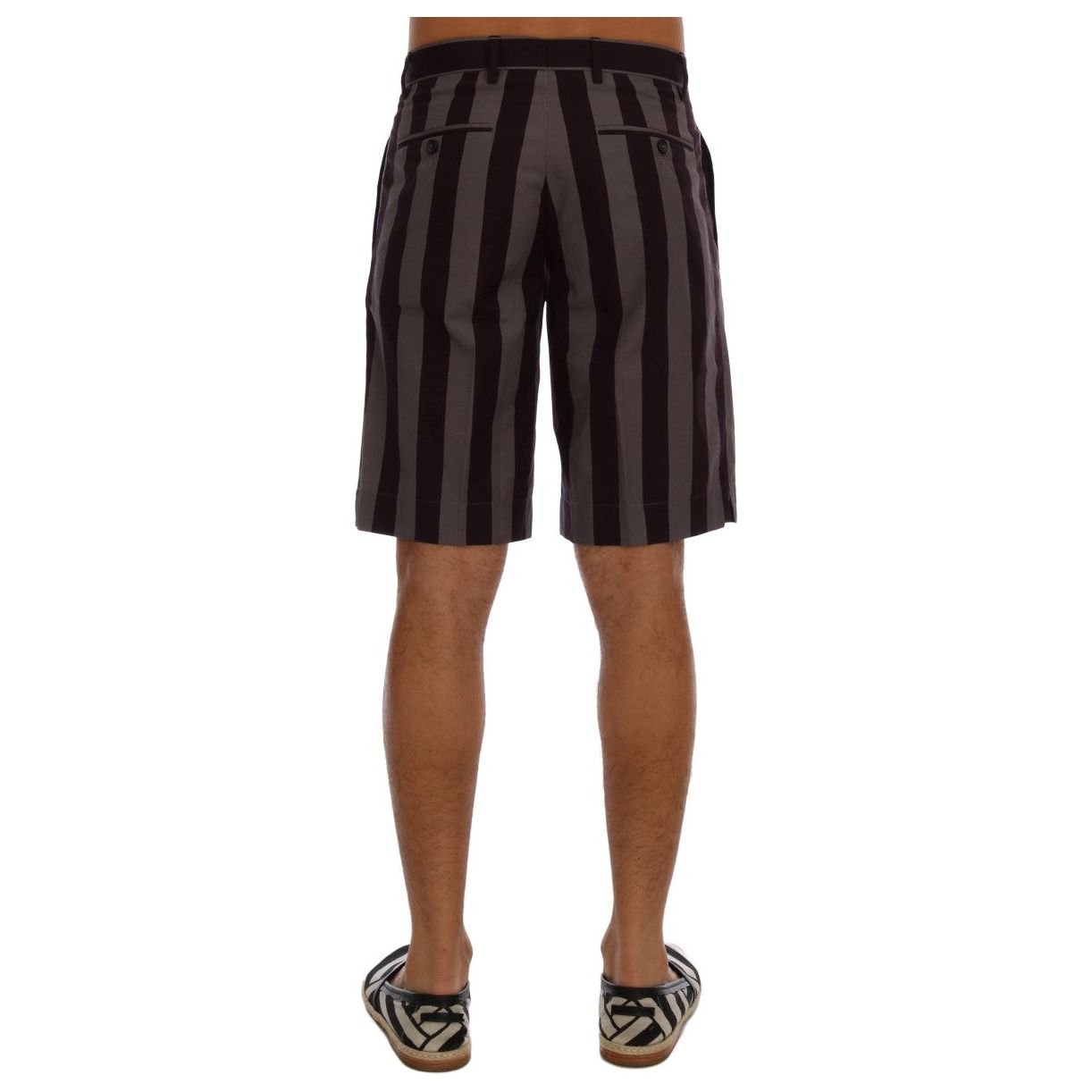 Dolce & Gabbana Grey Purple Striped Cotton Shorts