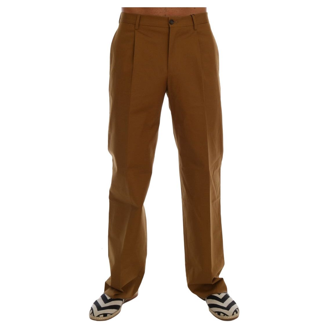 Dolce & Gabbana Brown Cotton Formal Trousers