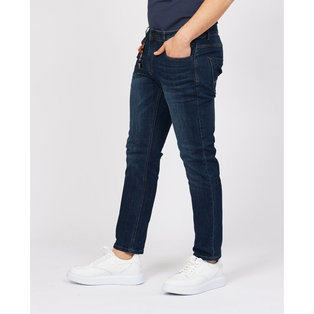 Yes Zee Blue Cotton Stretch Jeans for Modern Elegance