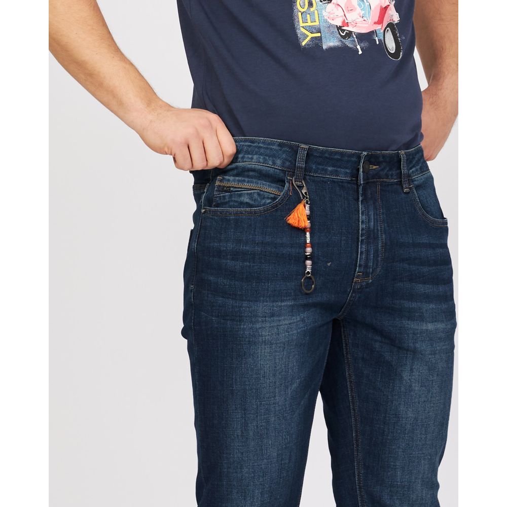 Yes Zee Blue Cotton Stretch Jeans for Modern Elegance