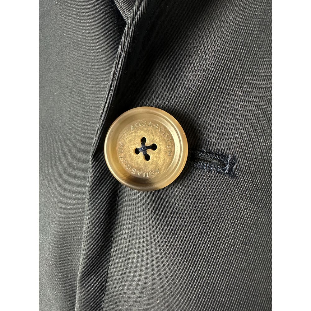Aquascutum Blue Cotton Trench Coat for Timeless Elegance