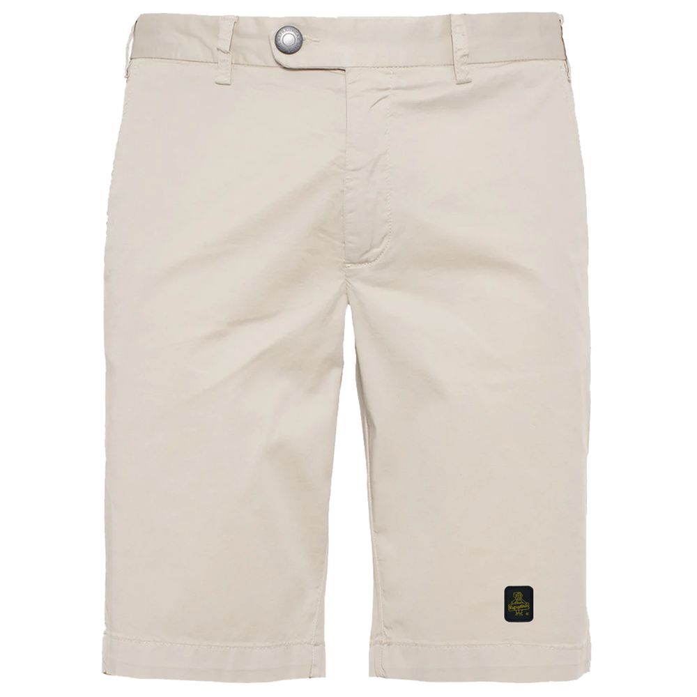 Refrigiwear Beige Cotton Bermuda Shorts with Logo Patch