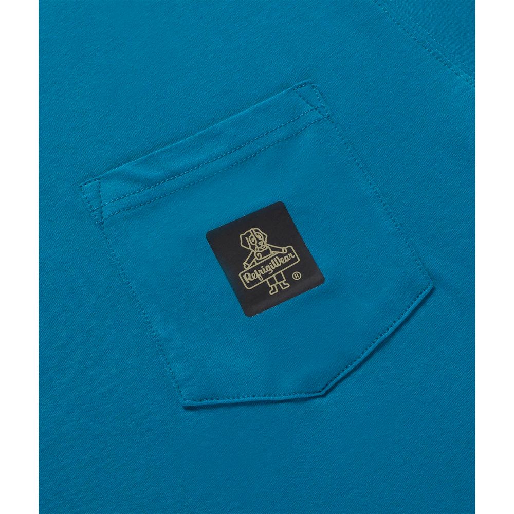 Refrigiwear Light Blue Cotton Tee with Chest Logo Elegance