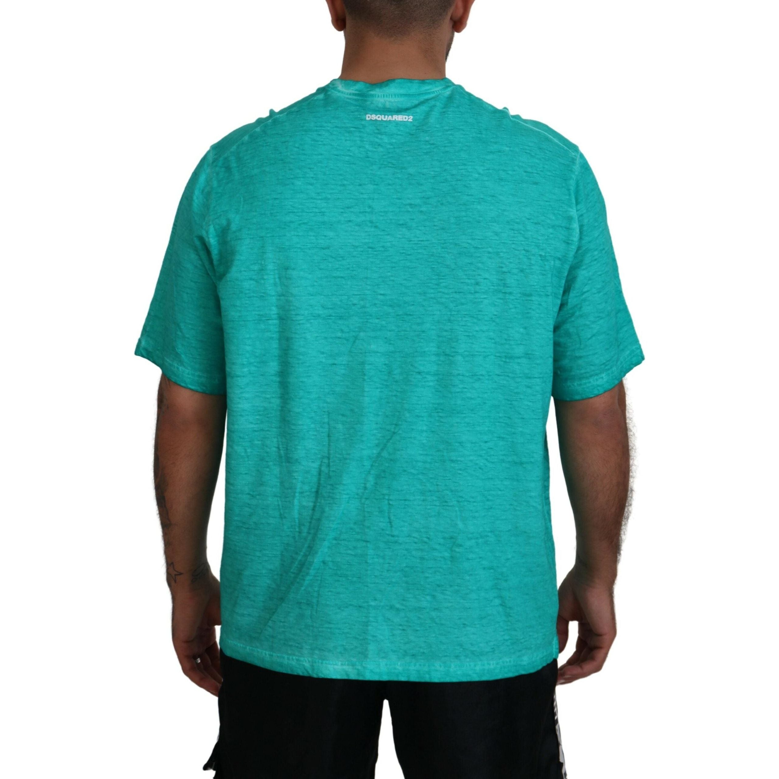Dsquared² Light Green Cotton Linen Short Sleeve T-shirt