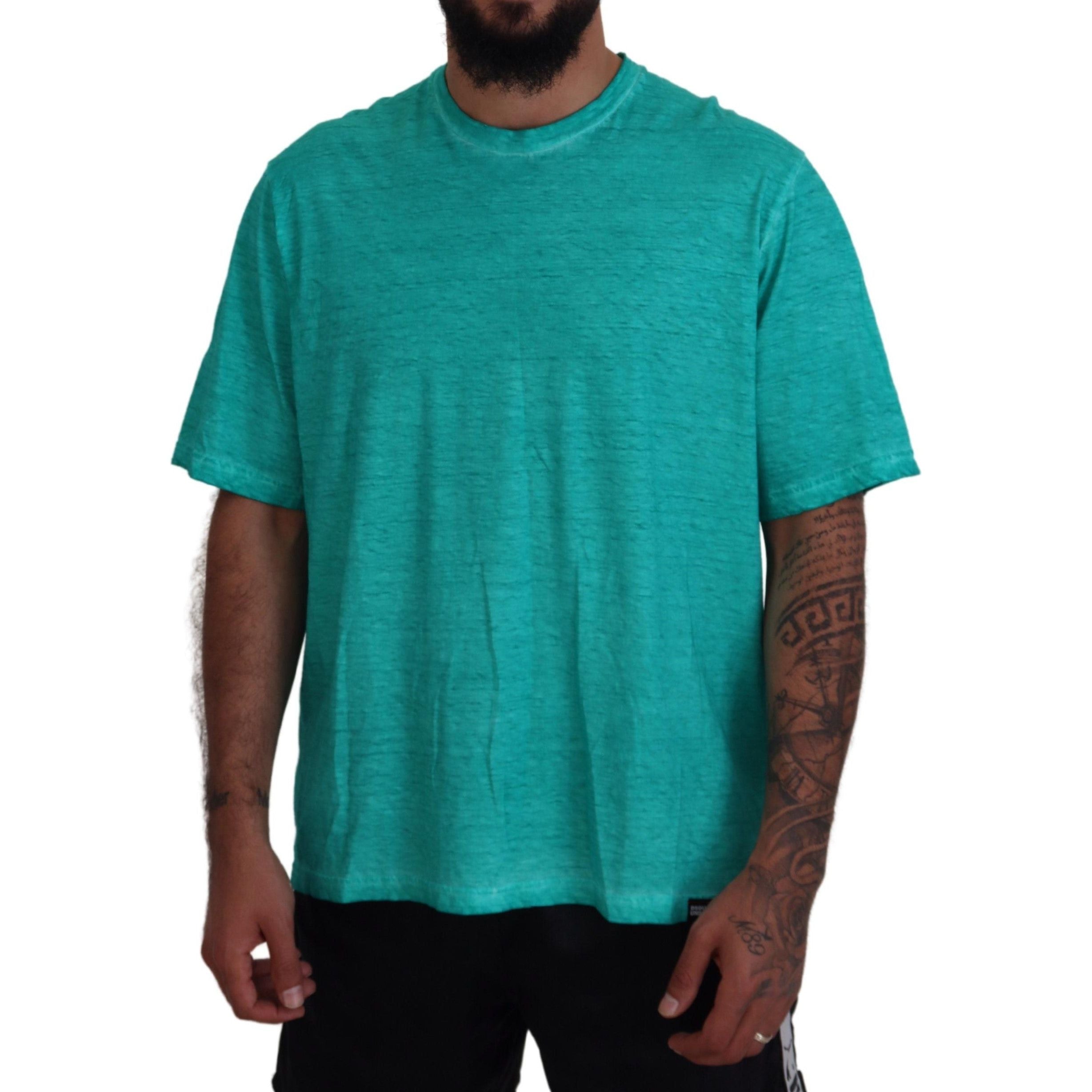 Dsquared² Light Green Cotton Linen Short Sleeve T-shirt
