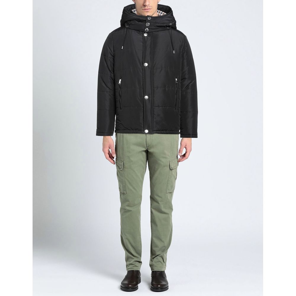 Aquascutum Black Wool Jacket with Removable Hood