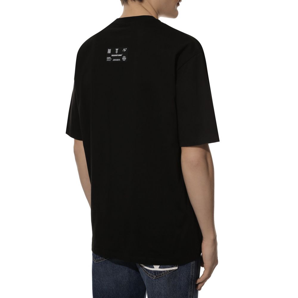 Diego Venturino Black Cotton T-Shirt with Signature Design