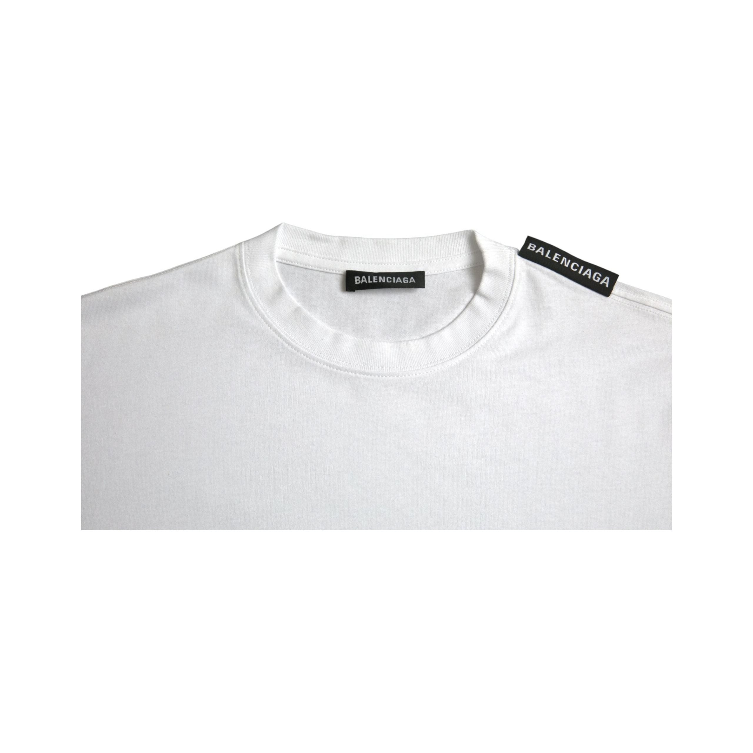 Balenciaga Off White Cotton Jersey Round Neck T-shirt Luxe