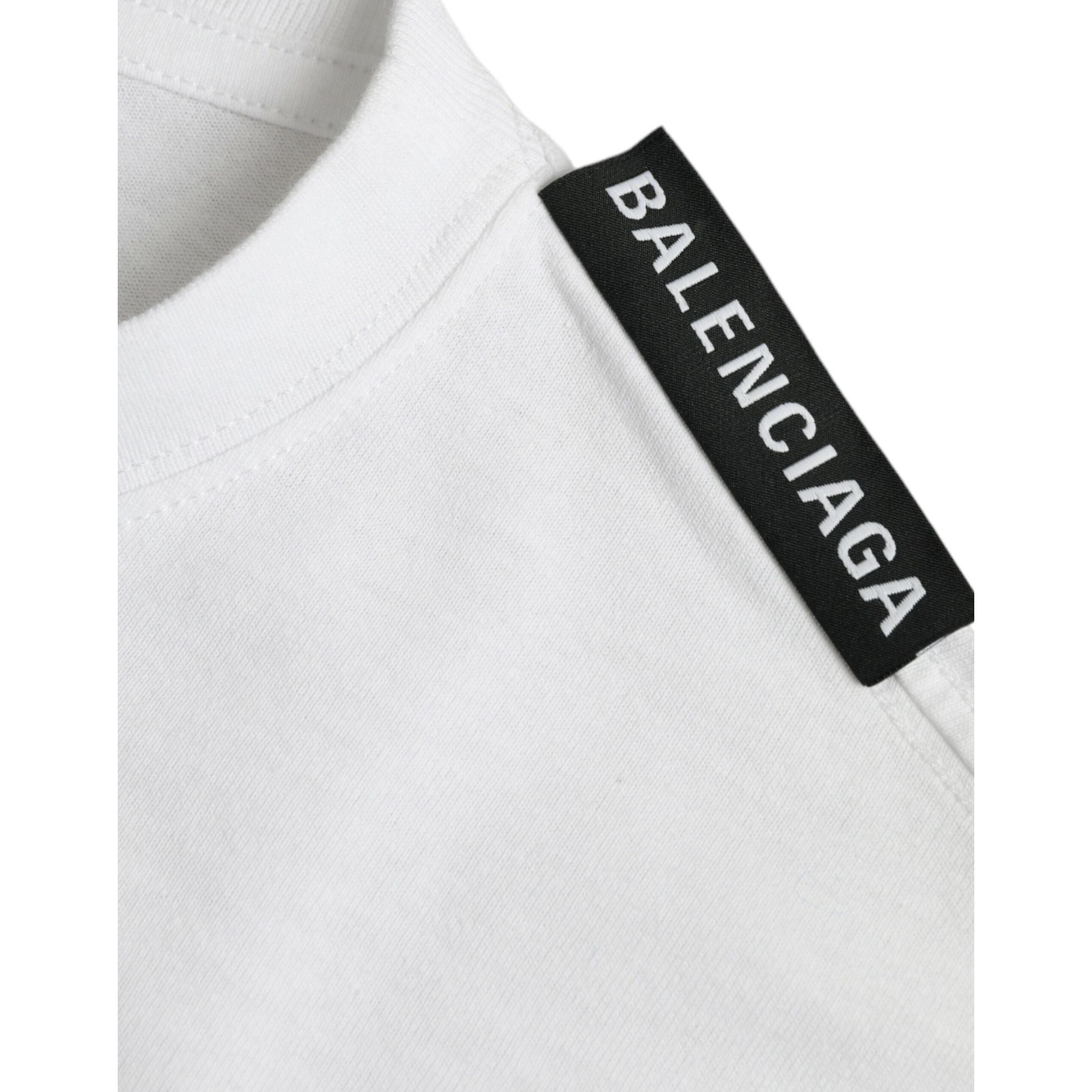 Balenciaga Off White Cotton Jersey Round Neck T-shirt Luxe