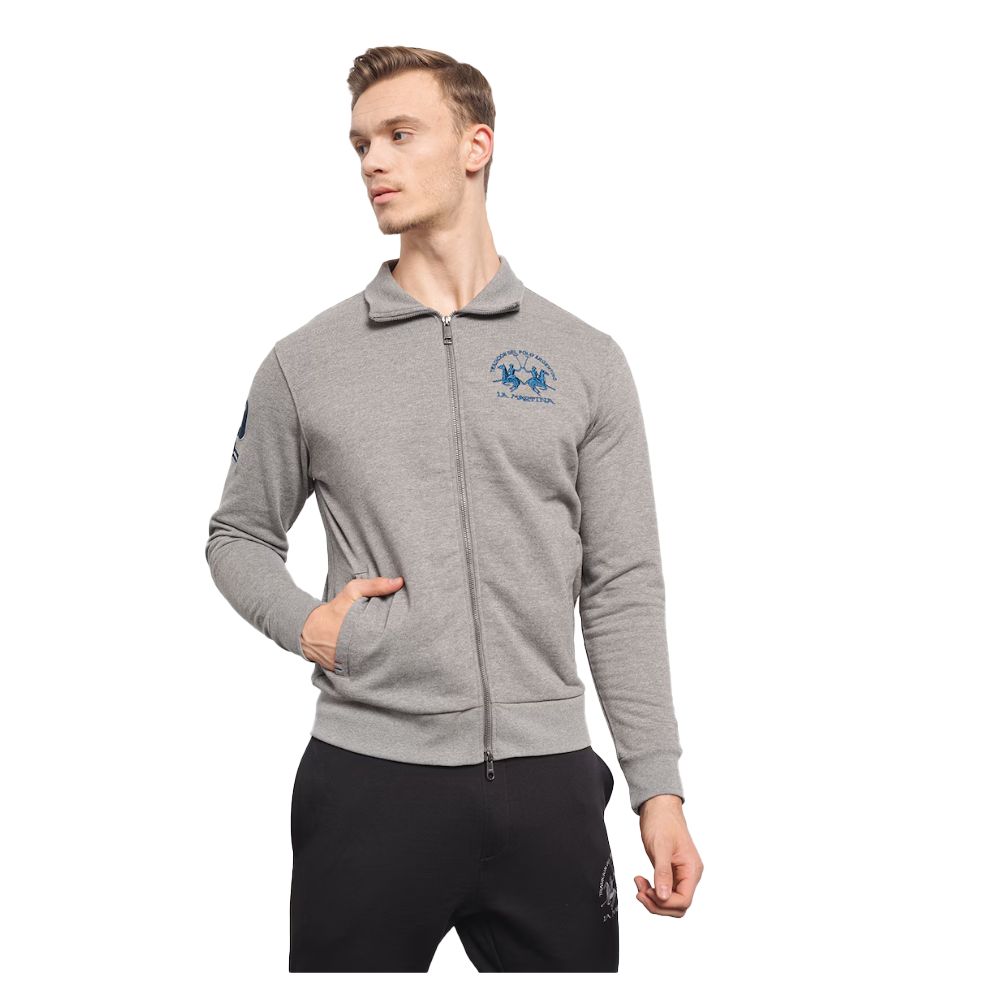 La Martina Gray Cotton Sweater - Refined Luxury Essential