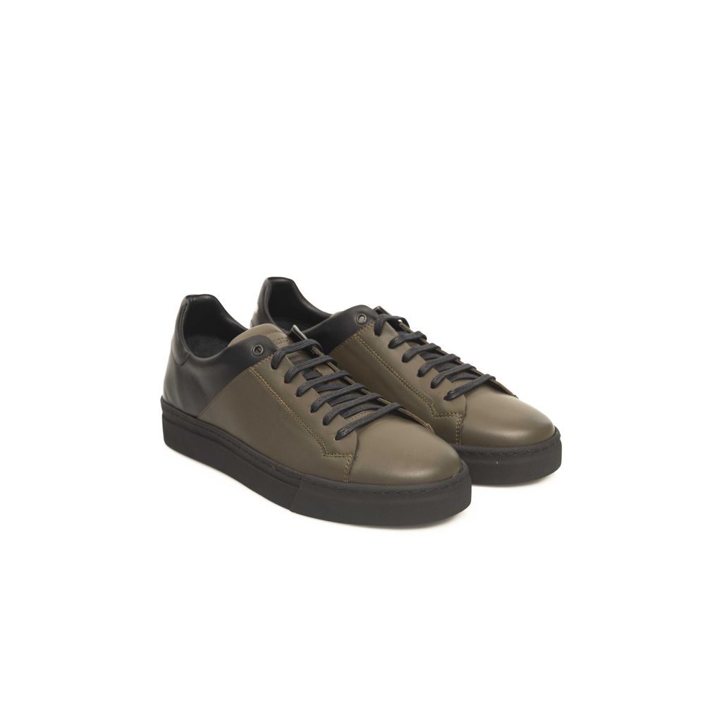 Cerruti 1881 Green Leather Sneaker for Elevated Style