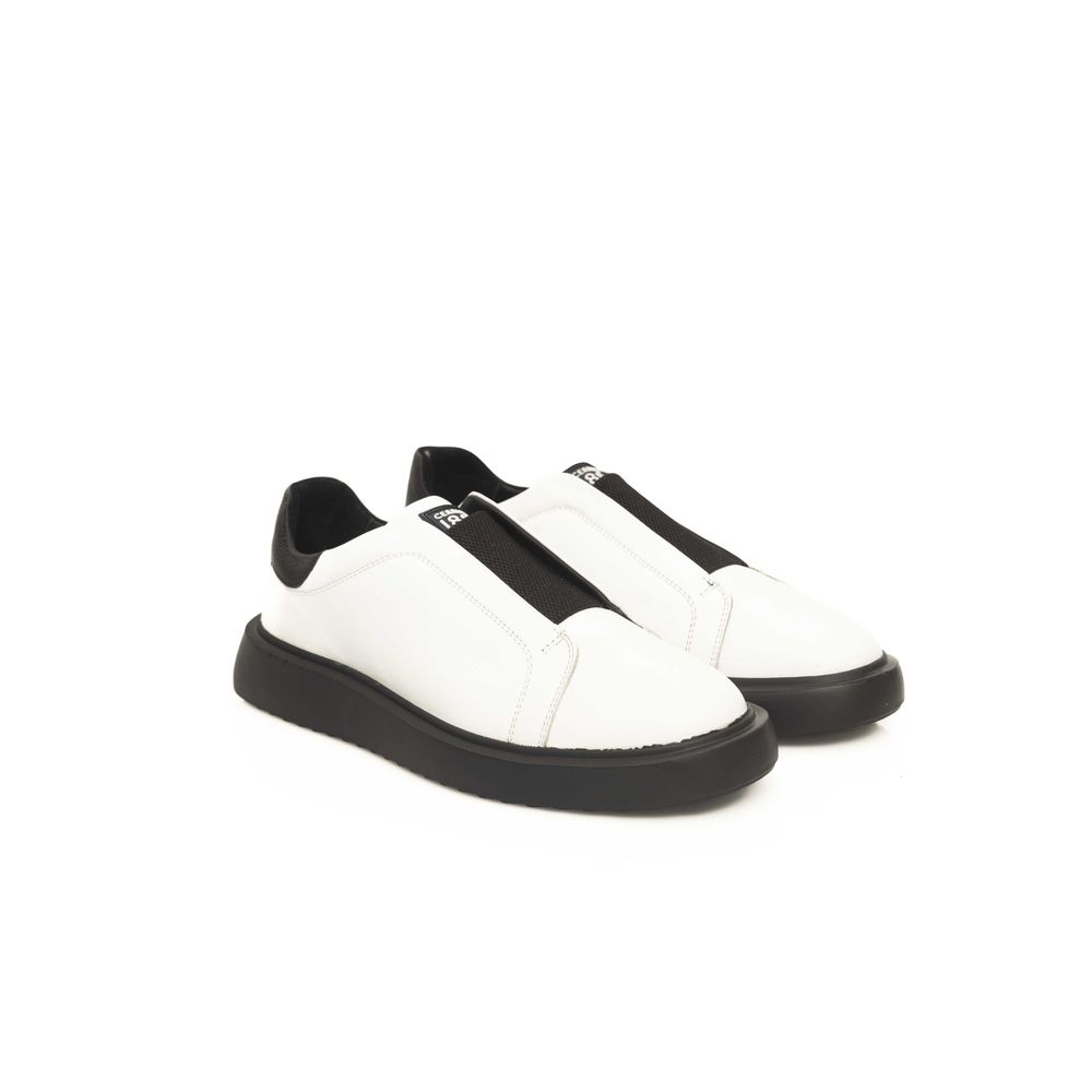 Cerruti 1881 White Leather Sneaker for Elevated Style