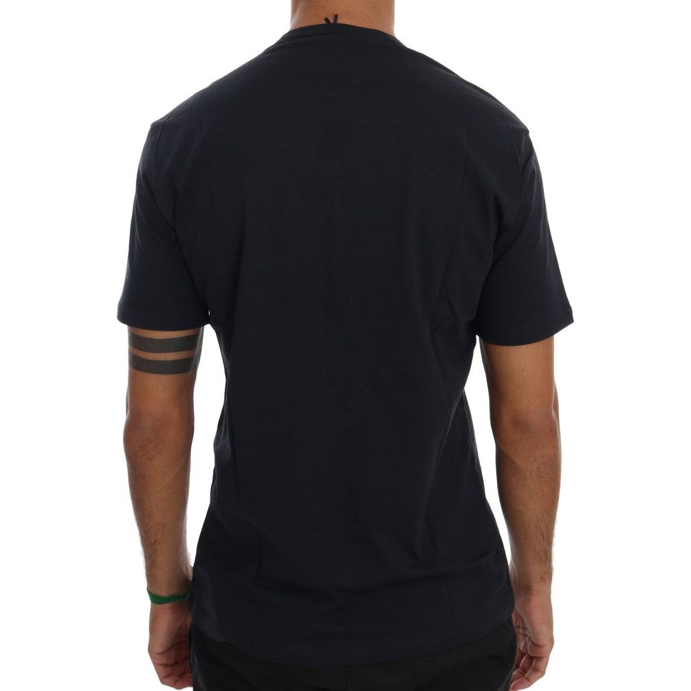 Daniele Alessandrini Chic Blue V-Neck Cotton Tee Elegance