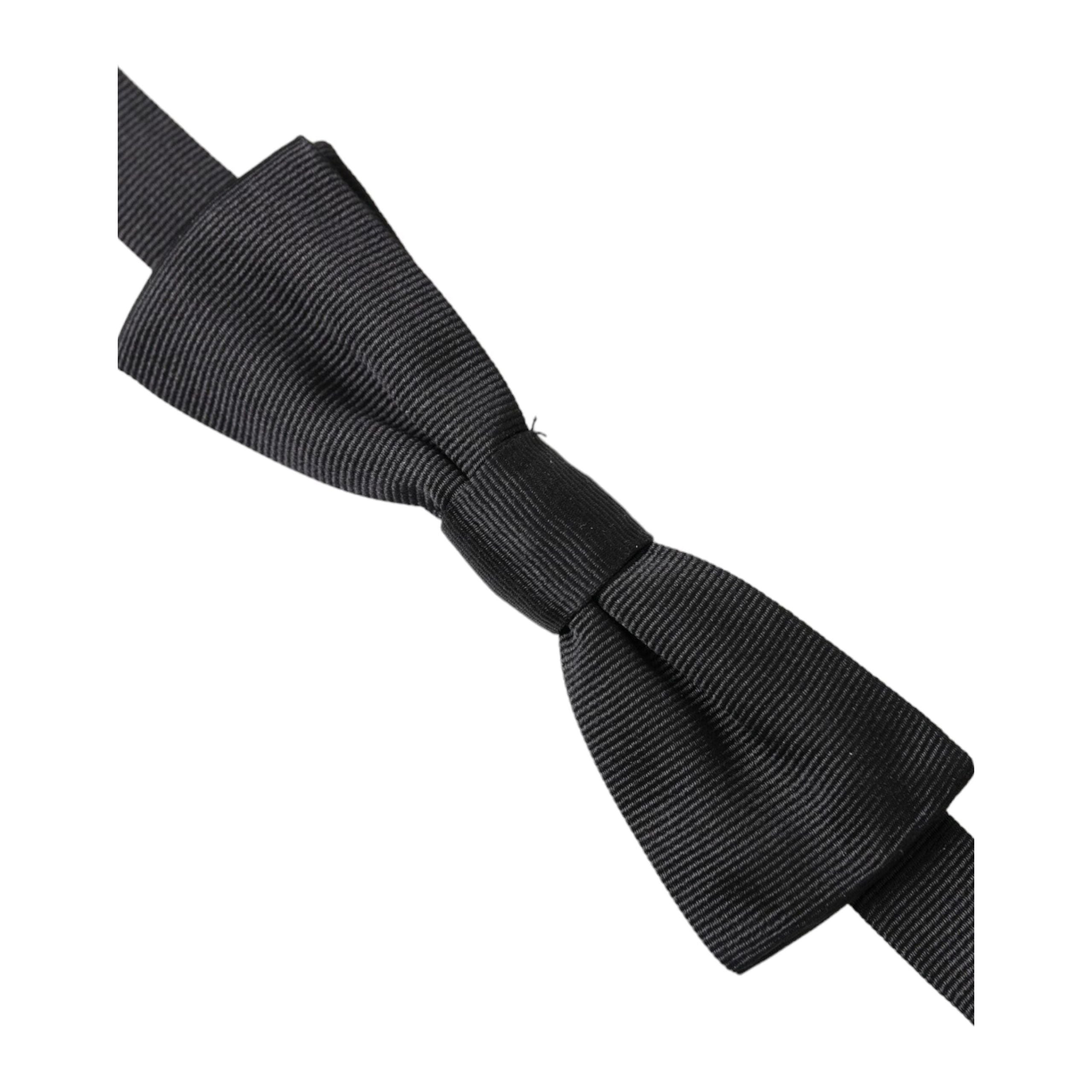 Dolce & Gabbana Black Silk Adjustable Neck Bow Tie