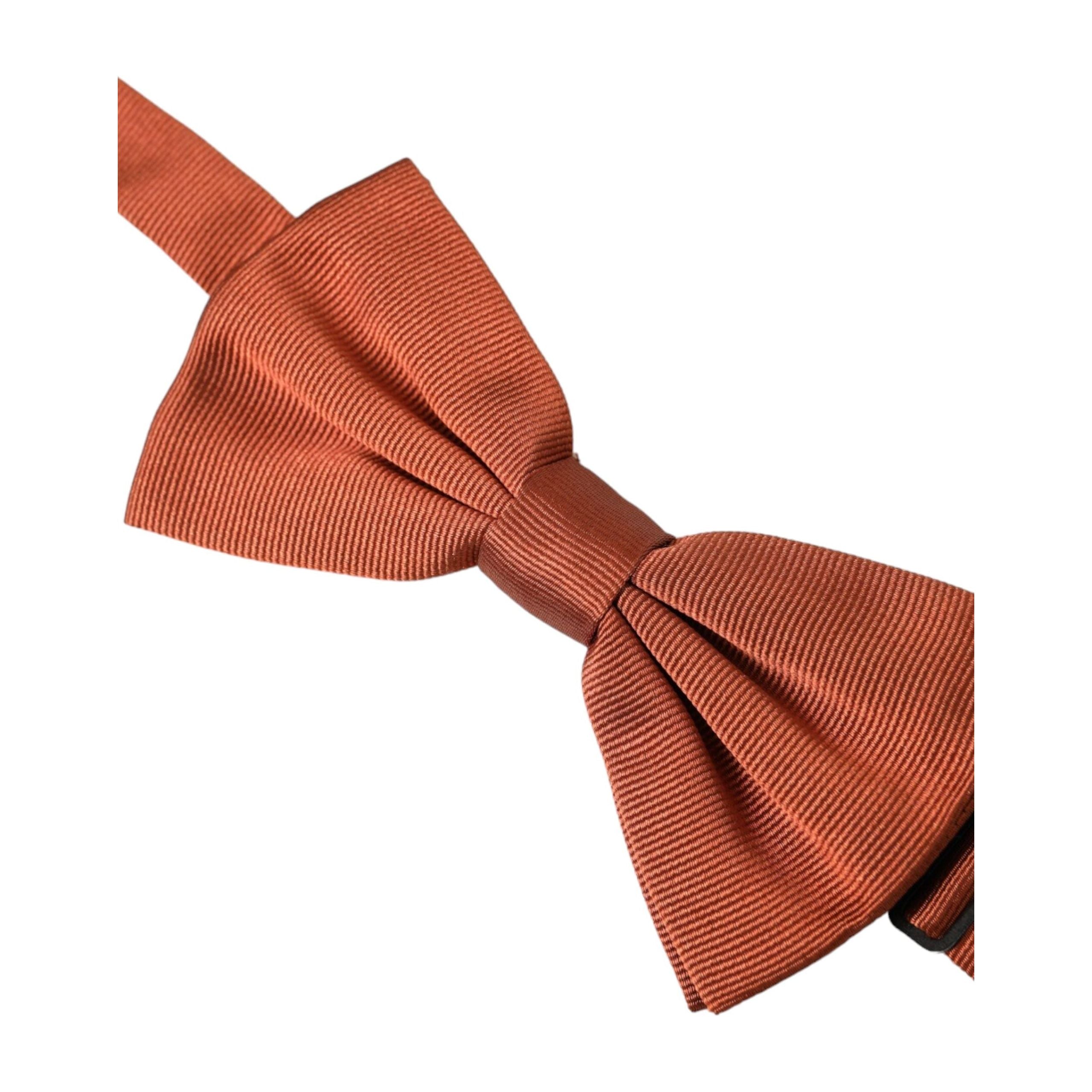 Dolce & Gabbana Brown Silk Adjustable Neck Bow Tie
