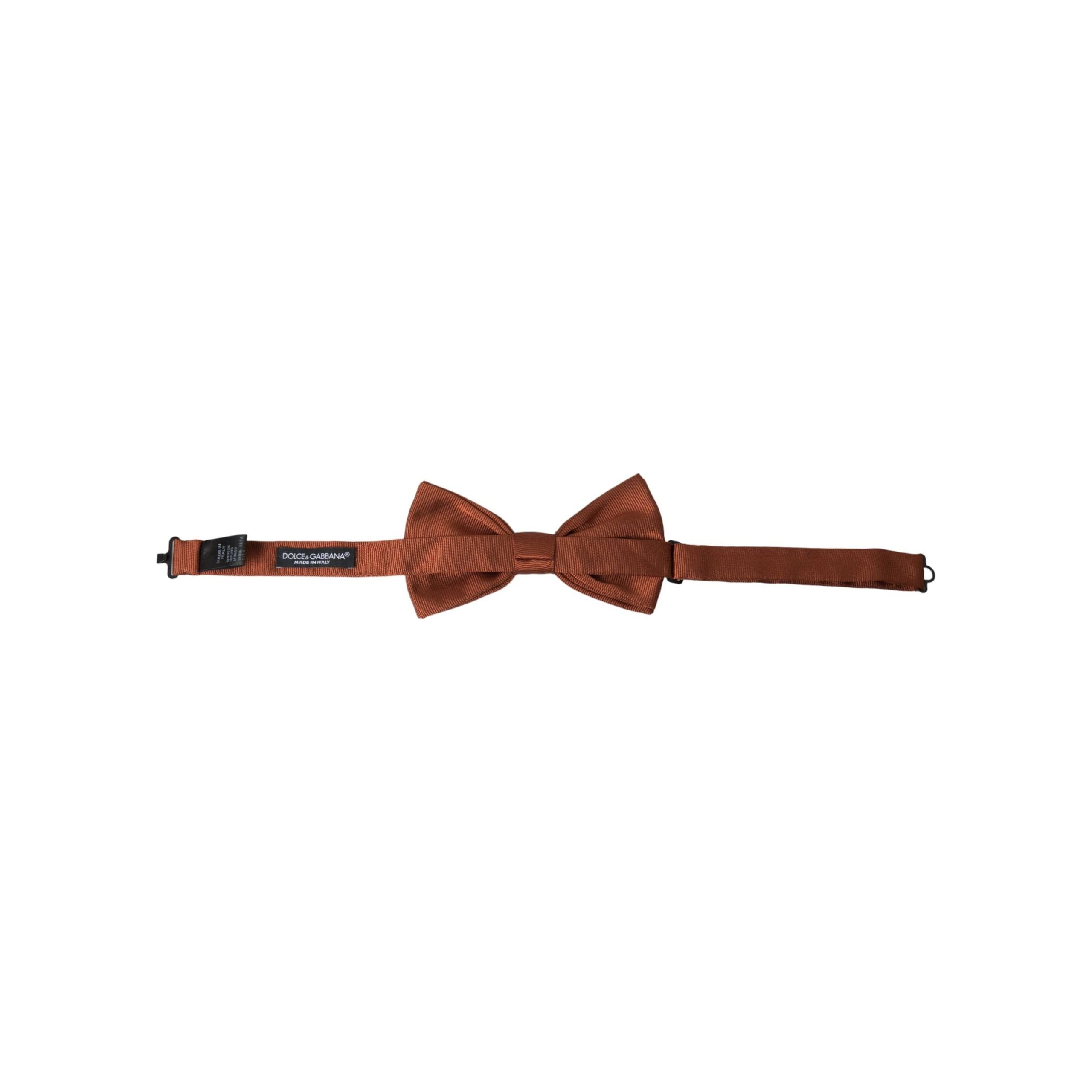 Dolce & Gabbana Brown Silk Adjustable Neck Bow Tie